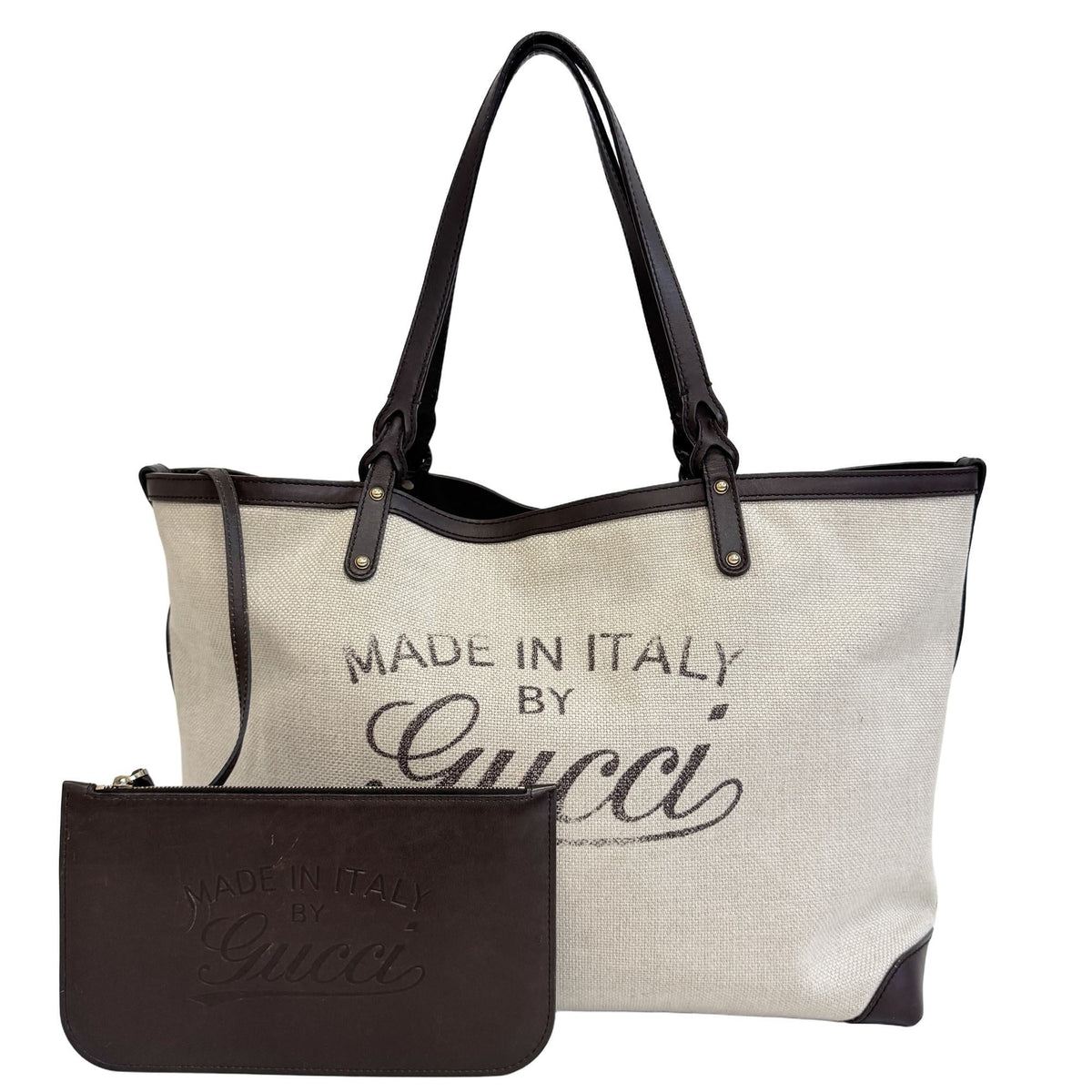 Gucci Brown Canvas Leather Tote Bag (Pre-Owned)