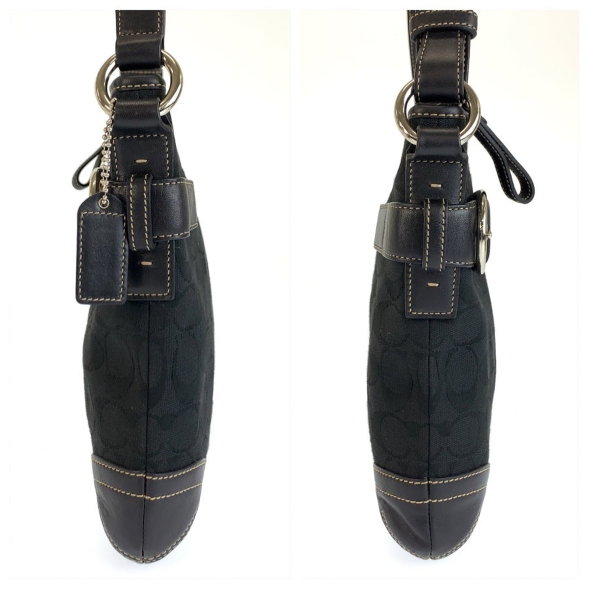 Coach Black Canvas Leather Shoulder Bag (Pre-Owned)