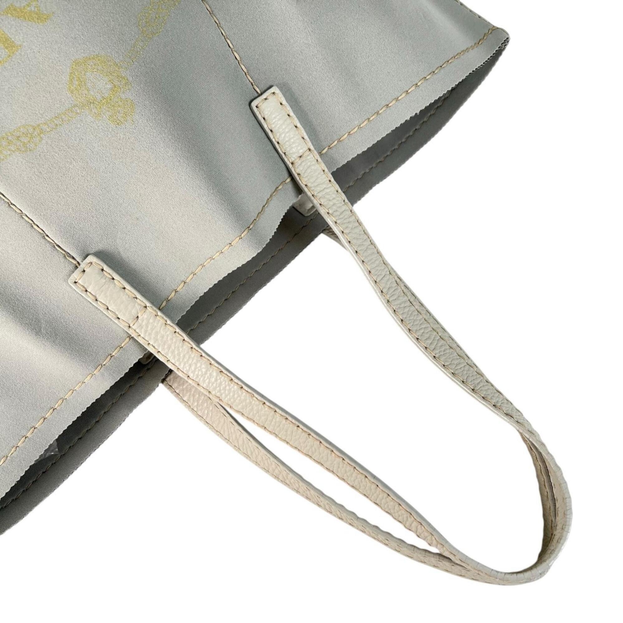 Prada Gray Leather Neoprene Tote Bag (Pre-Owned)