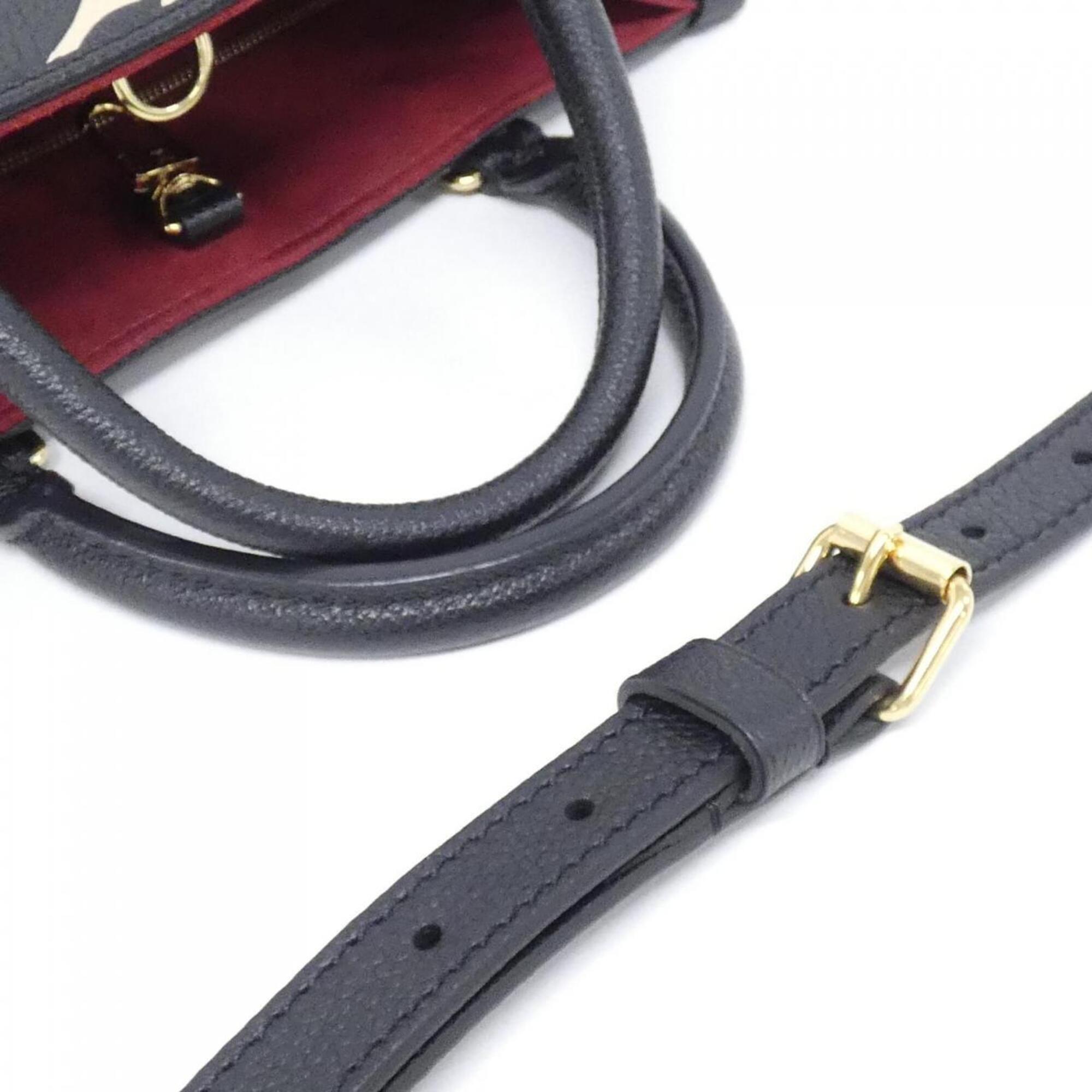 Louis Vuitton Beige Black Leather Handbag (Pre-Owned)