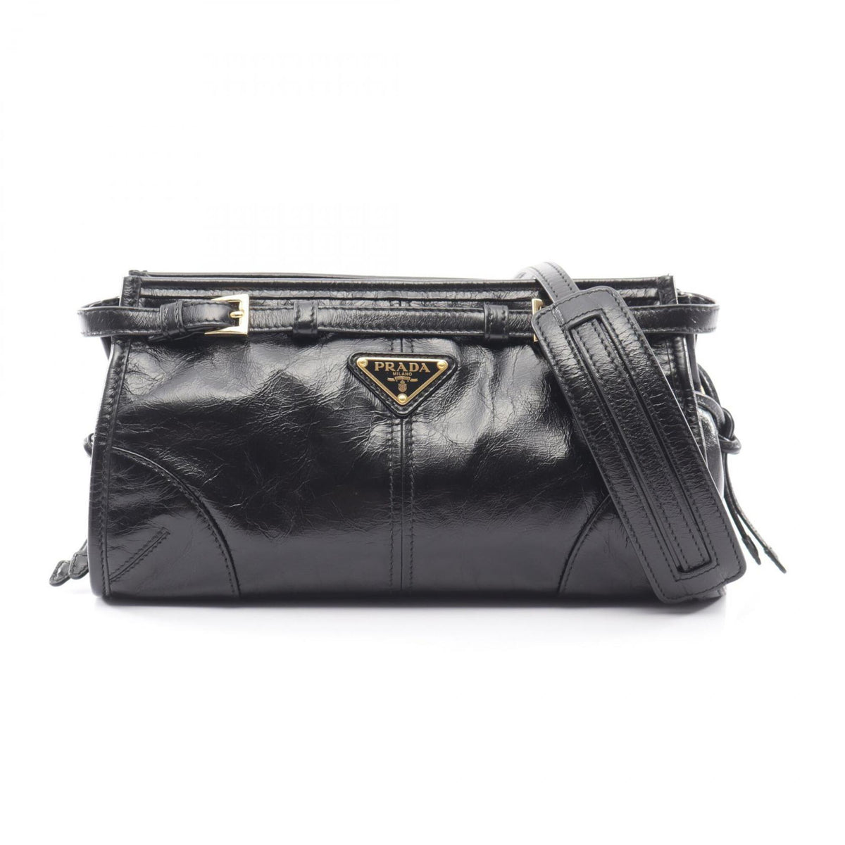 Prada Black Leather Handbag Shoulder Bag (Pre-Owned)