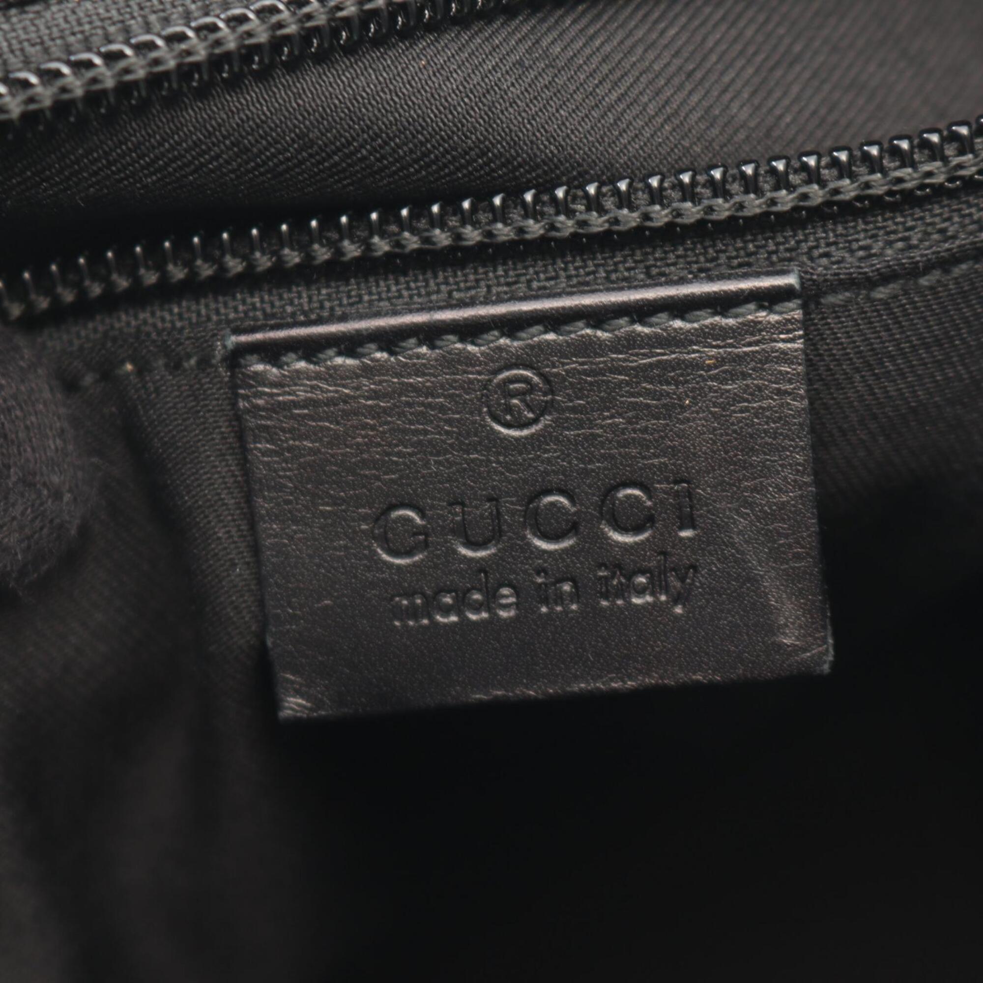 Gucci Black Gg Canvas Leather Handbag Shoulder Bag (Pre-Owned)