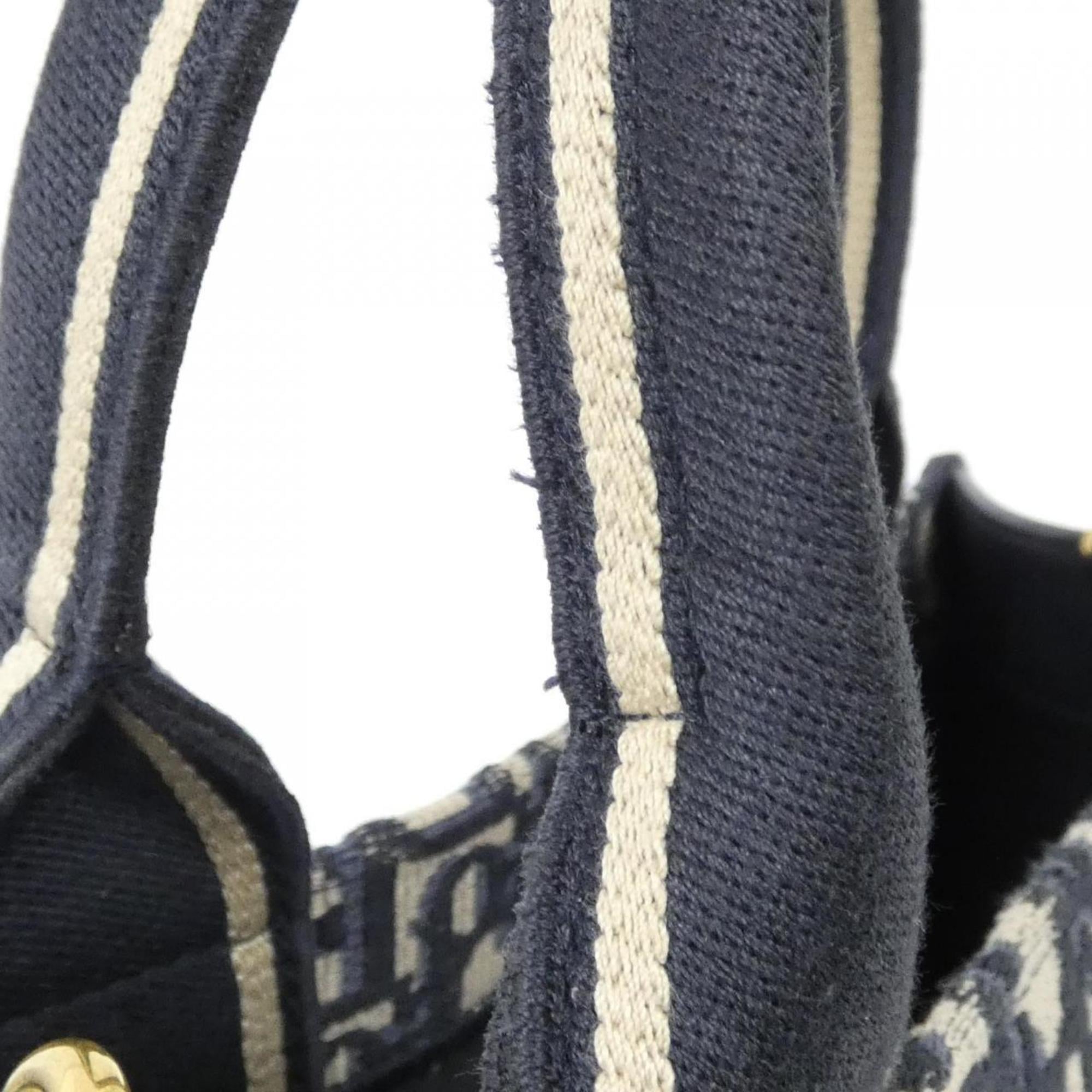 Christian Dior Blue Canvas Leather Handbag (Pre-Owned)