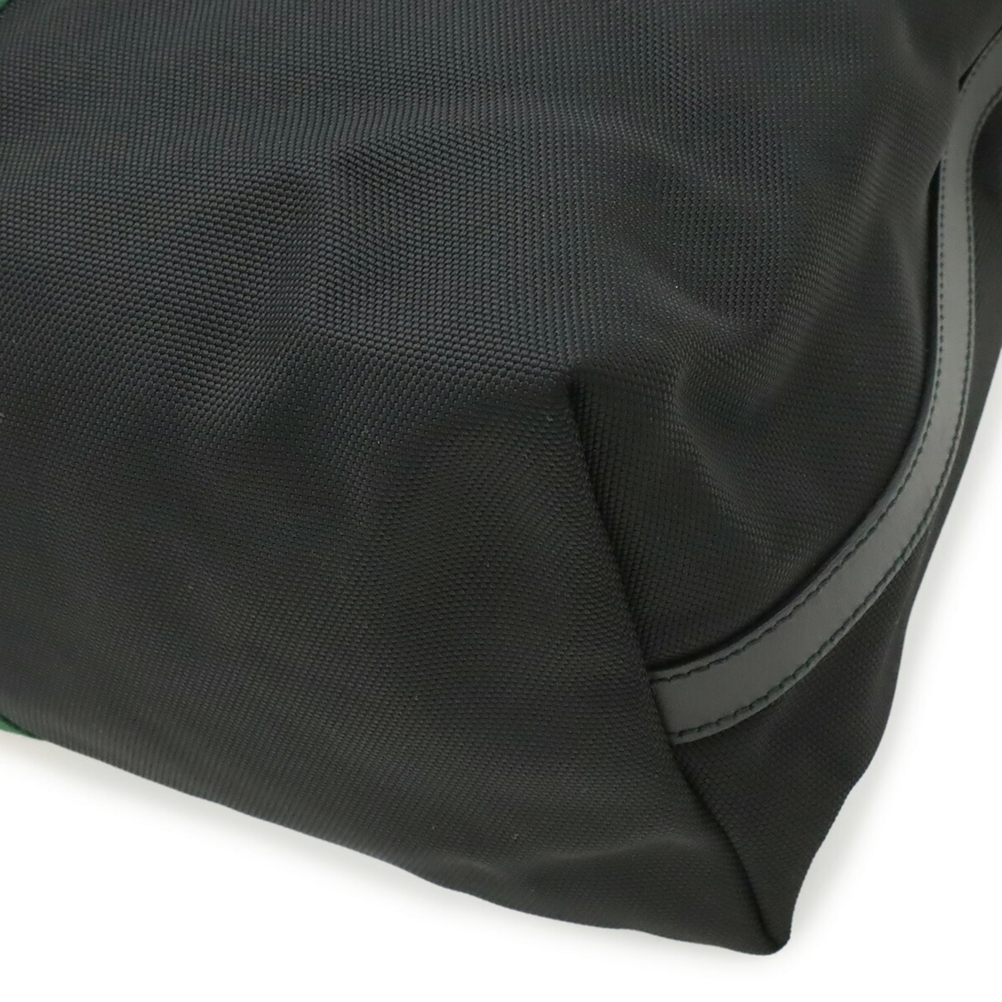 Gucci Black Green Red Color Nylon Canvas Leather Shoulder Bag Tote Bag (Pre-Owned)