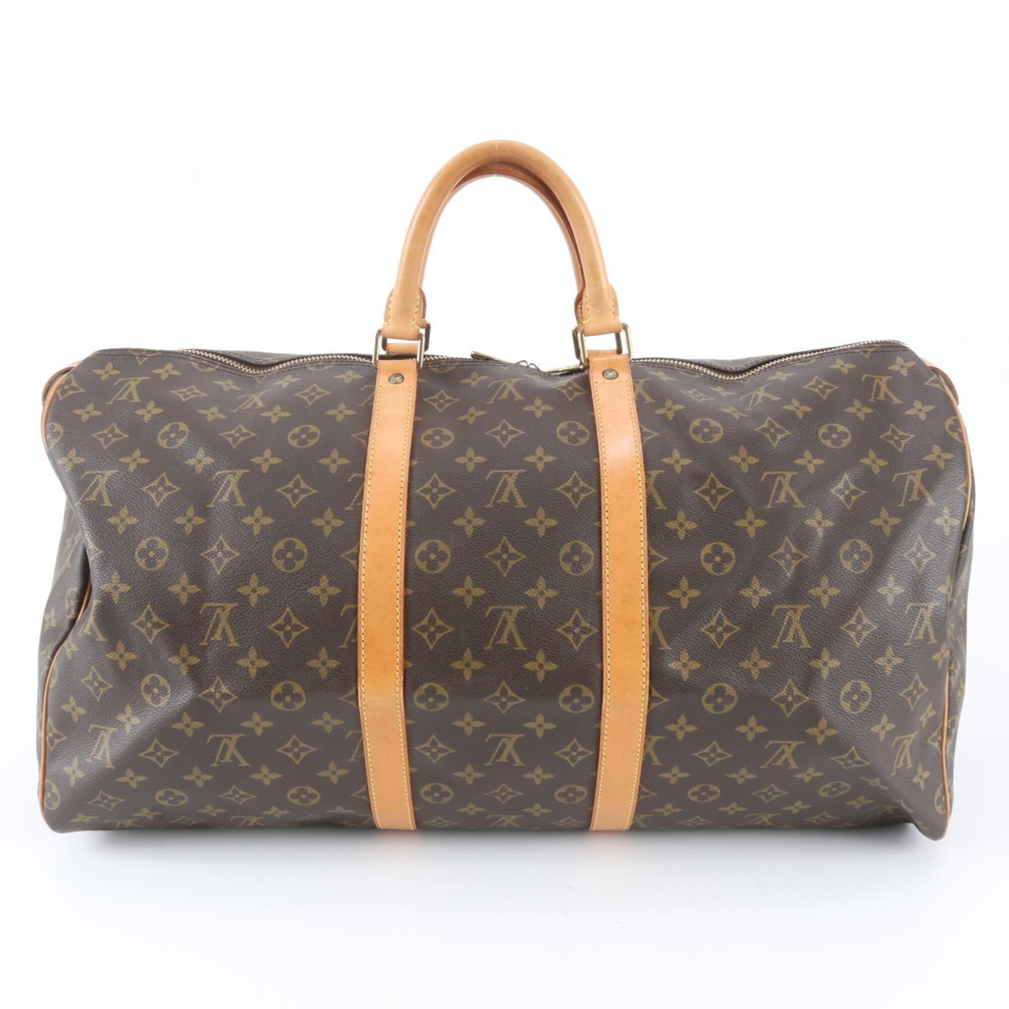 Louis Vuitton Brown Leather Coated Canvas Boston Bag Tote Bag (Pre-Owned)