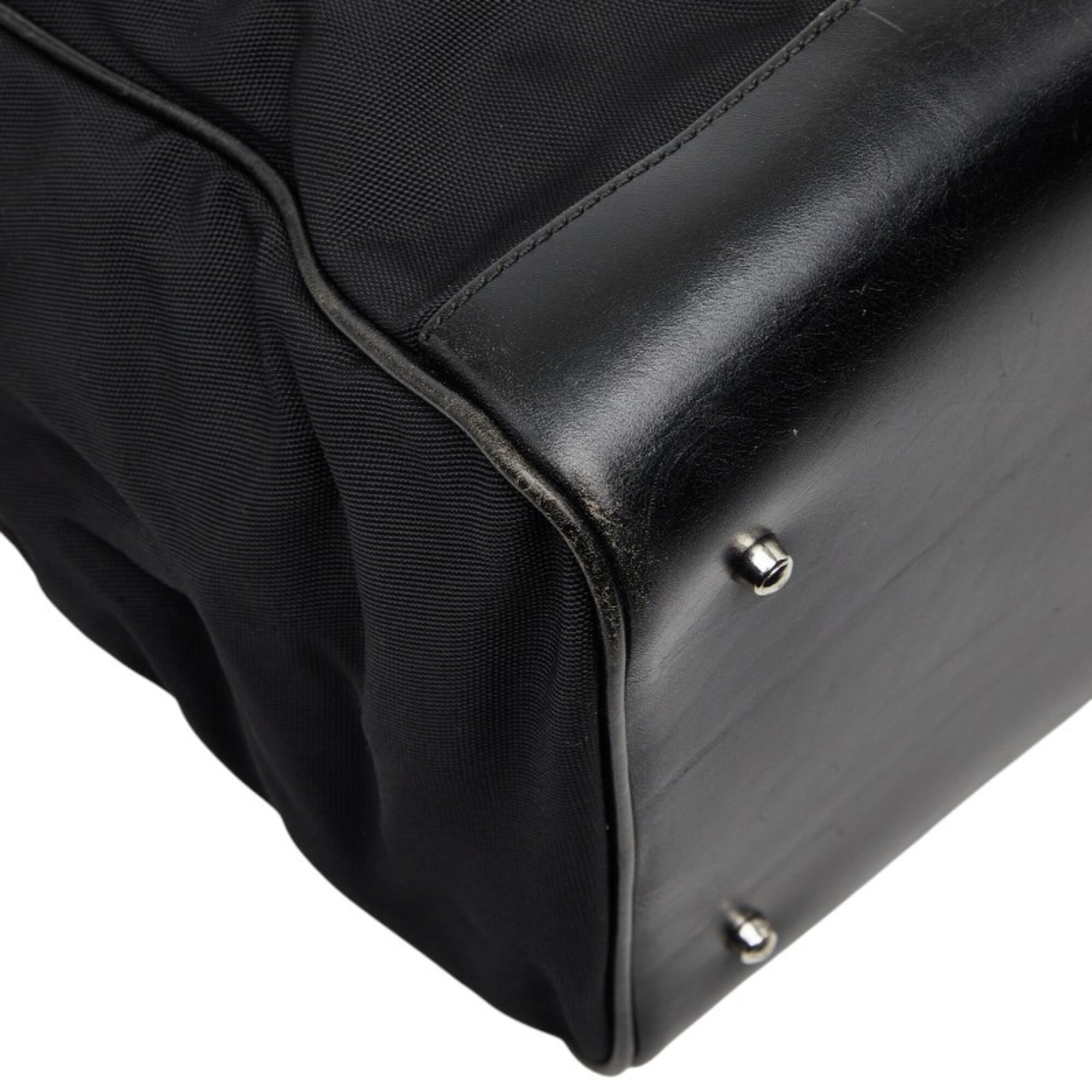 Gucci Black Nylon Canvas Leather Handbag Tote Bag (Pre-Owned)
