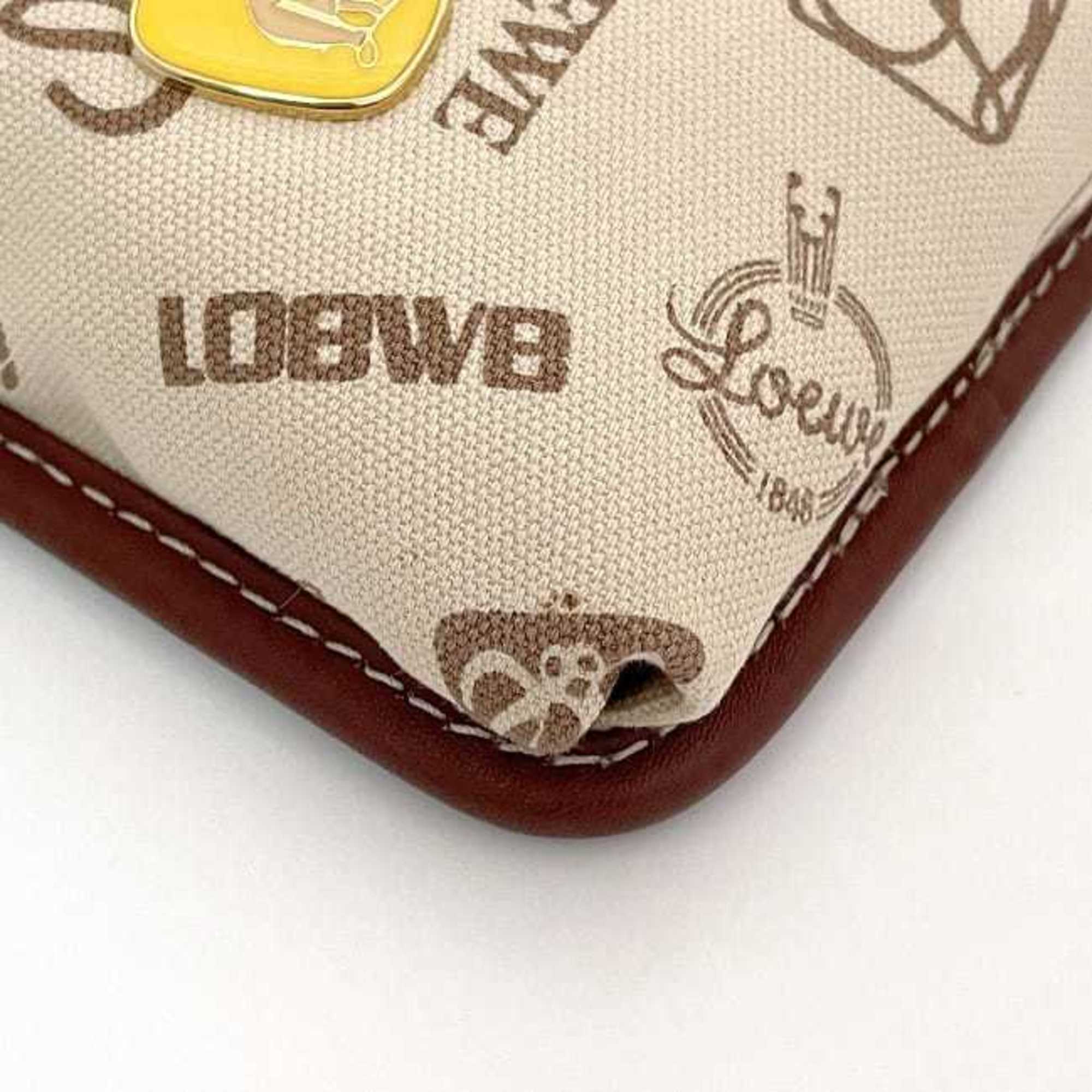 Loewe Beige Brown Canvas Leather Shoulder Bag (Pre-Owned)