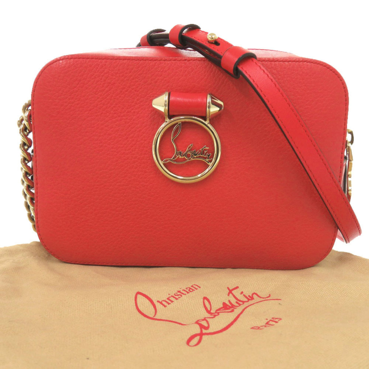 Christian Louboutin Red Color Leather Shoulder Bag (Pre-Owned)