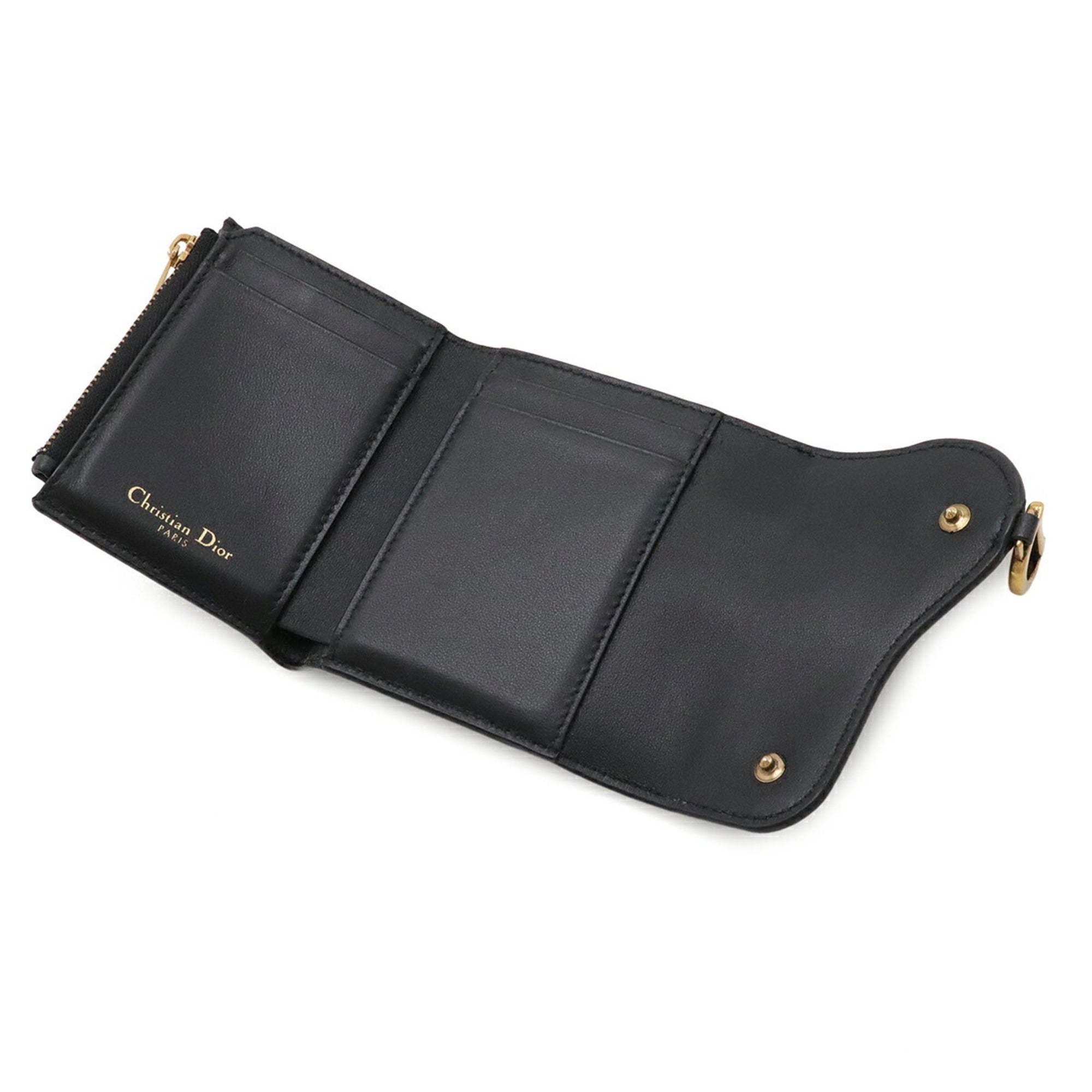 Christian Dior Black Leather Wallet (Tri-Fold) (Pre-Owned)