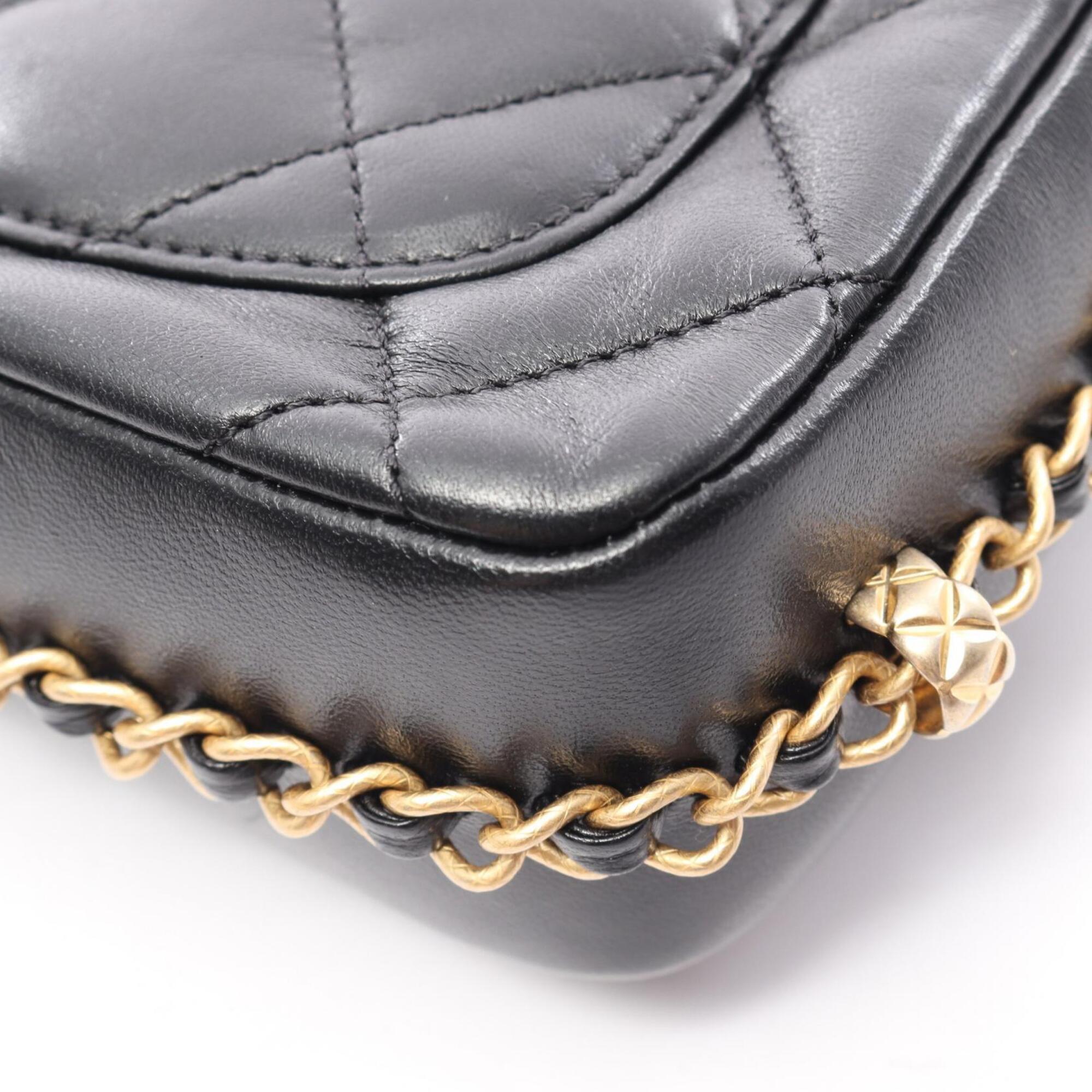 Chanel Black Leather Handbag Shoulder Bag (Pre-Owned)
