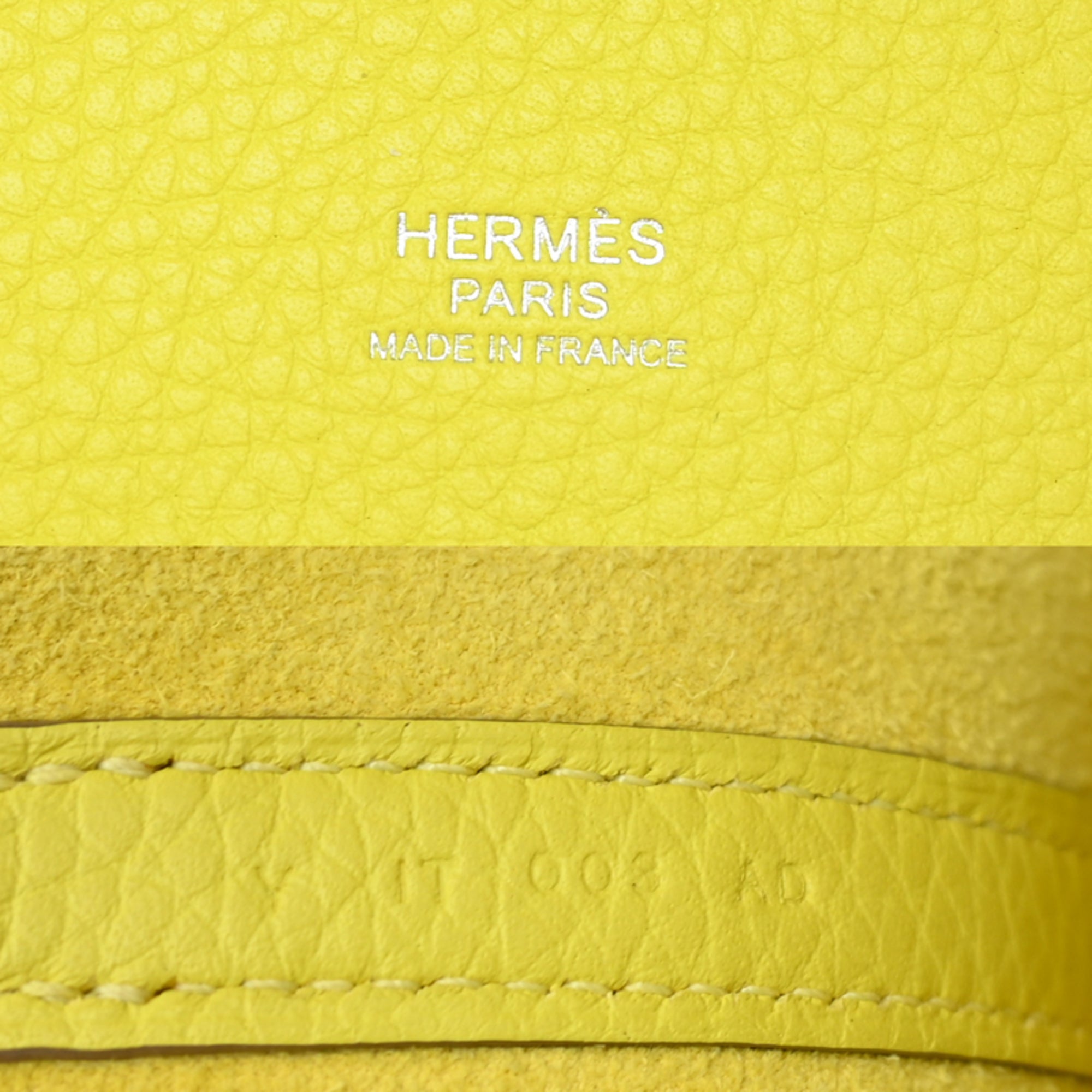 Hermes Lime Yellow Taurillon Clemence Leather Handbag (Pre-Owned)
