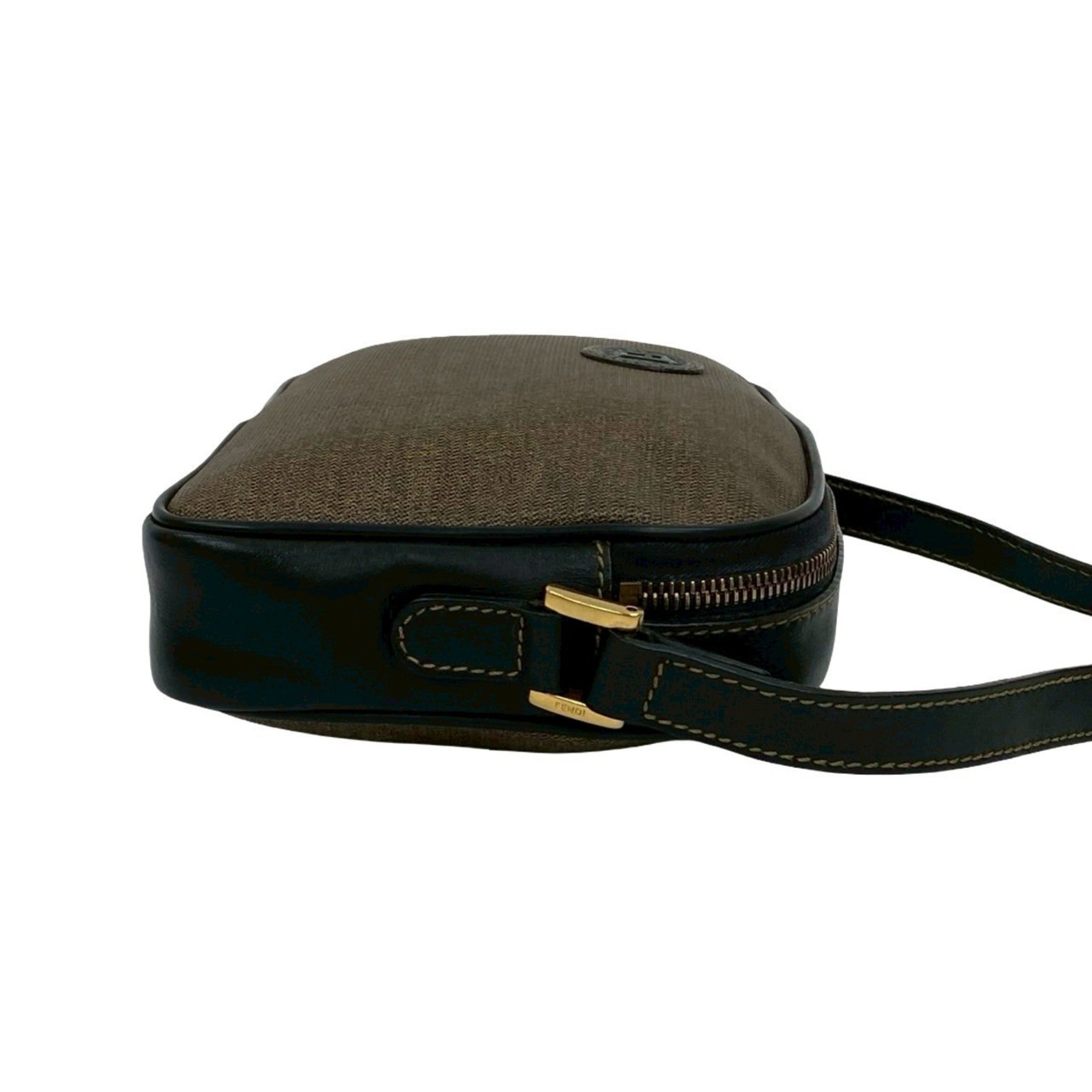 Fendi Black Brown Leather Pvc Pochette Shoulder Bag (Pre-Owned)