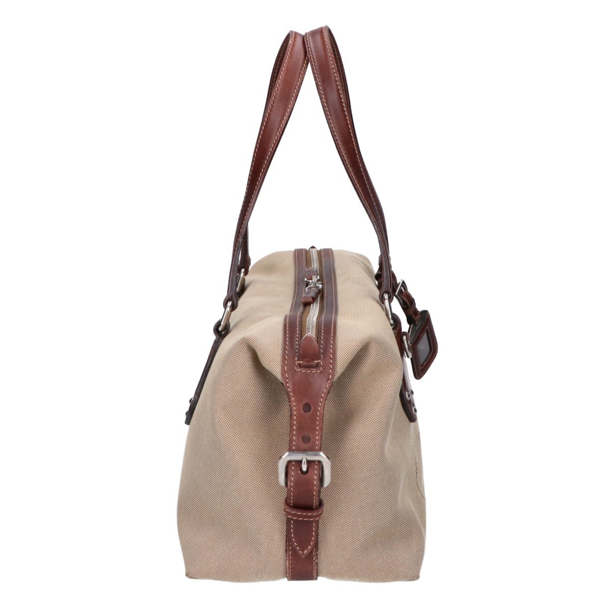 Prada Beige Brown Jacquard Handbag (Pre-Owned)
