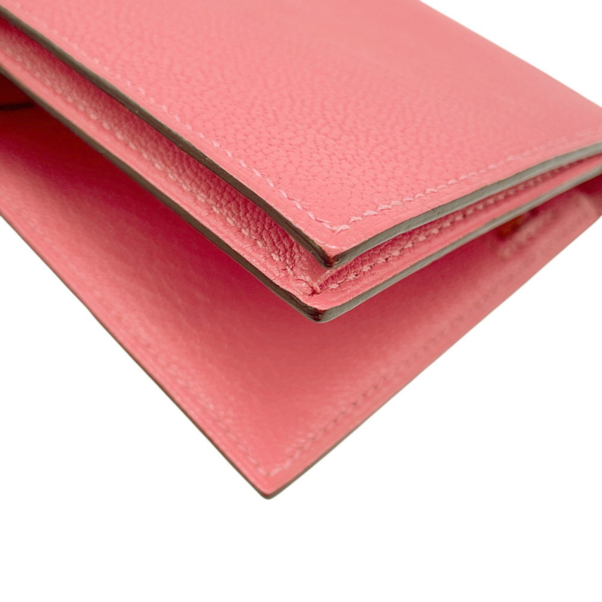 Hermes Pink Chevre Myzore Leather Long Wallet (Bi-Fold) (Pre-Owned)