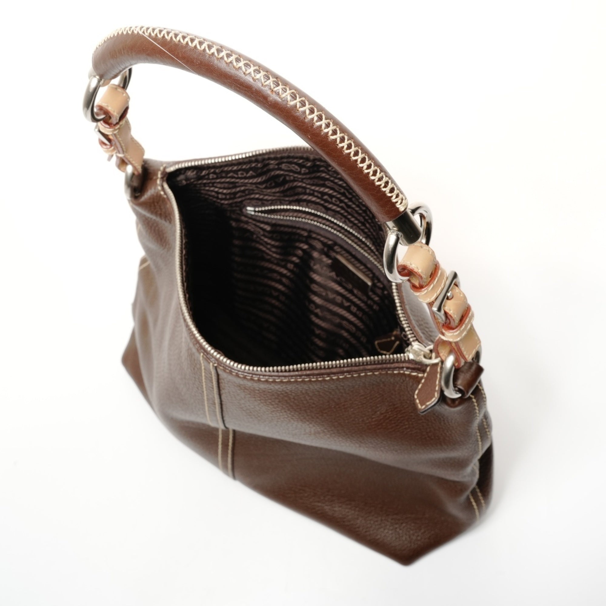Prada Brown Leather Shoulder Bag (Pre-Owned)