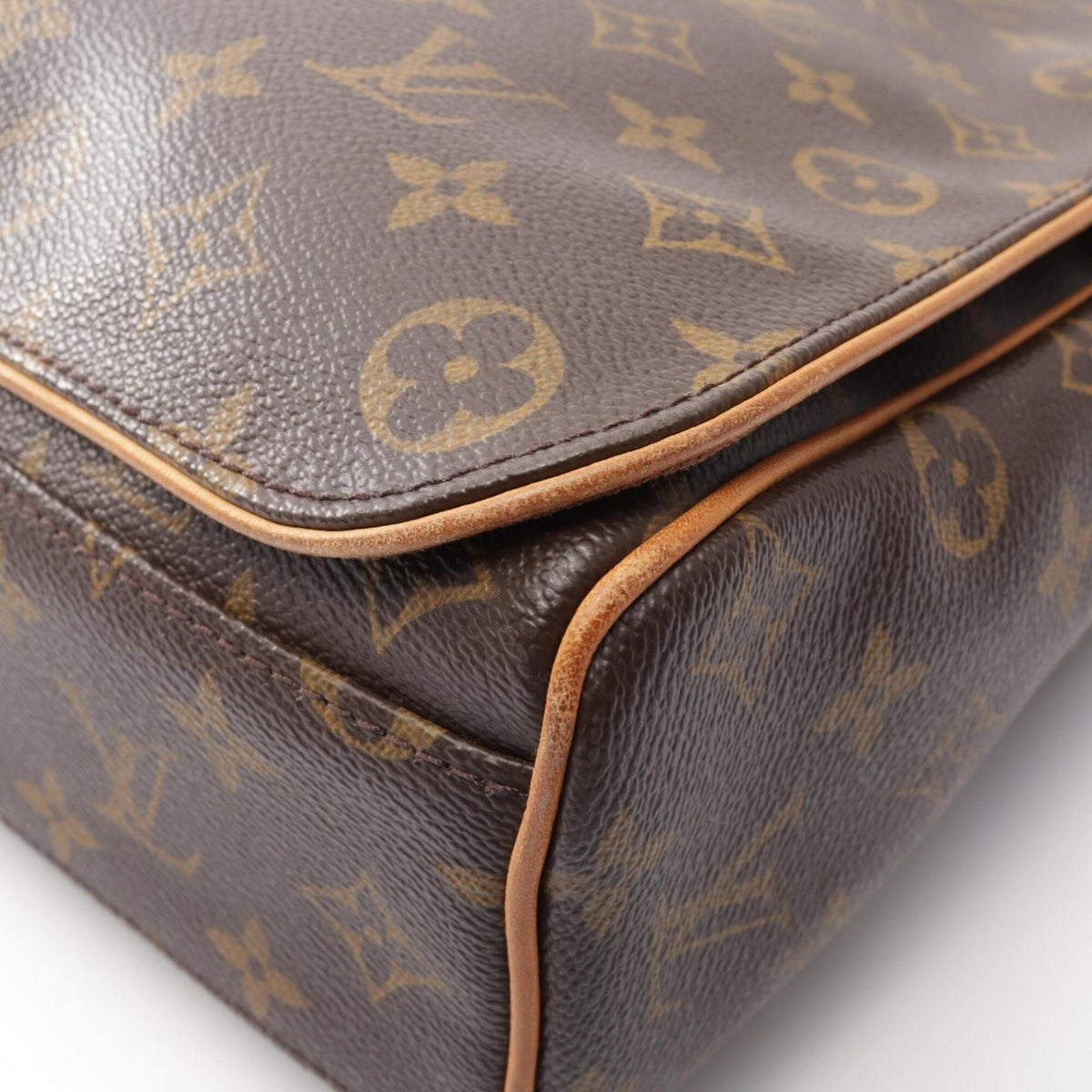 Louis Vuitton Brown Coated Canvas Leather Handbag Shoulder Bag (Pre-Owned)