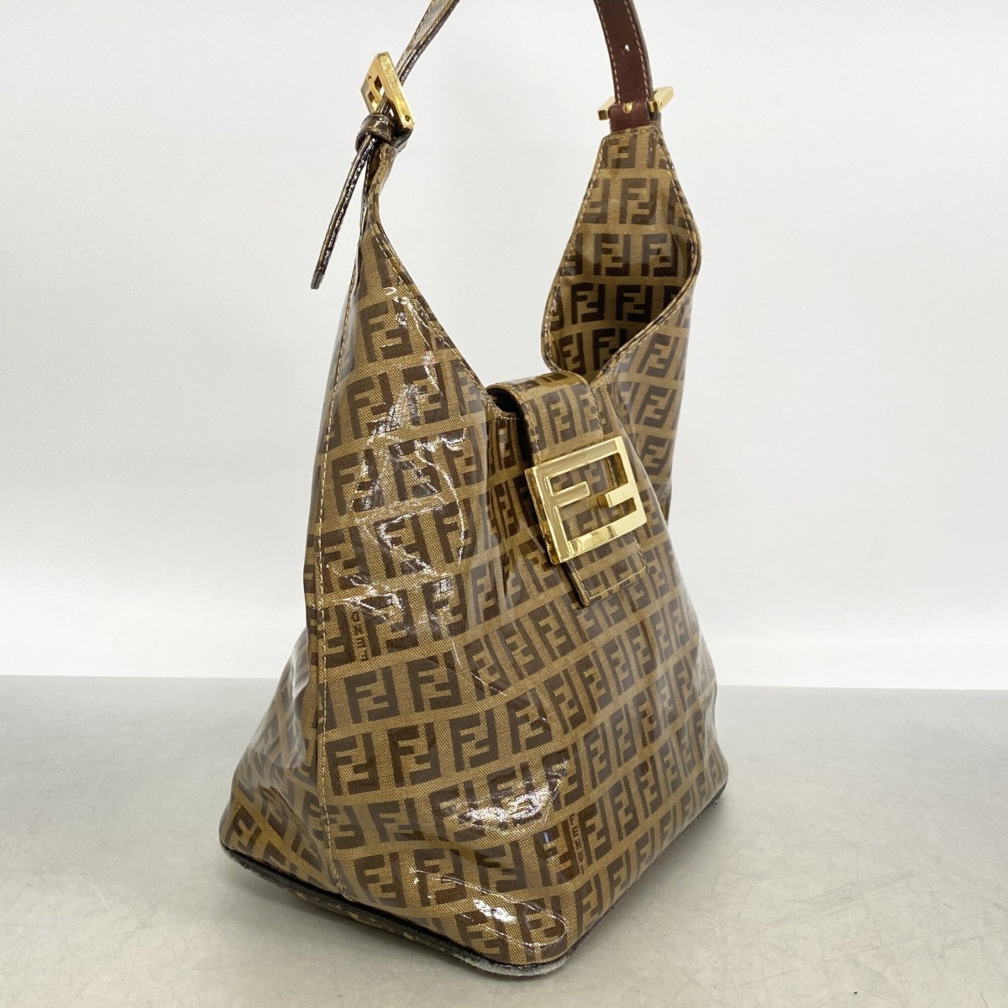 Fendi Brown Coated Canvas Handbag (Pre-Owned)