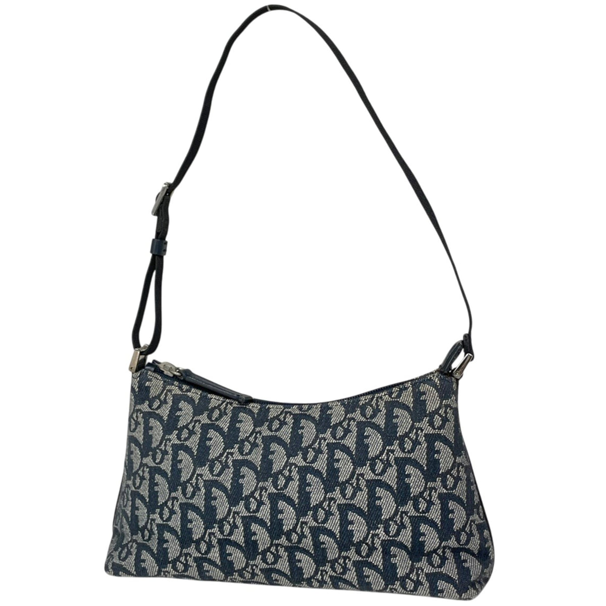Christian Dior Trotter Navy Canvas Leather Shoulder Bag (Pre-Owned)