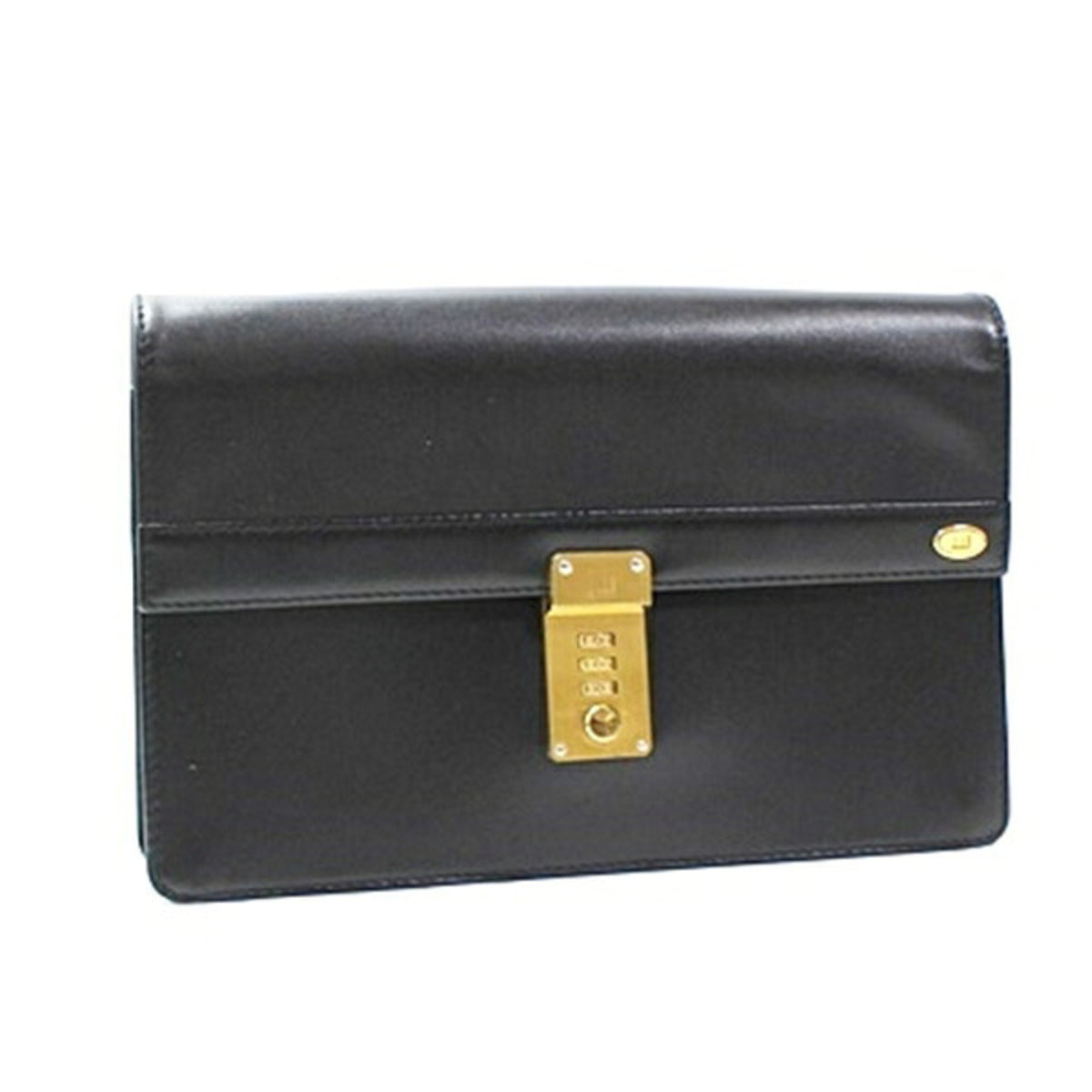 Dunhill Beige Black Leather Clutch Bag (Pre-Owned)