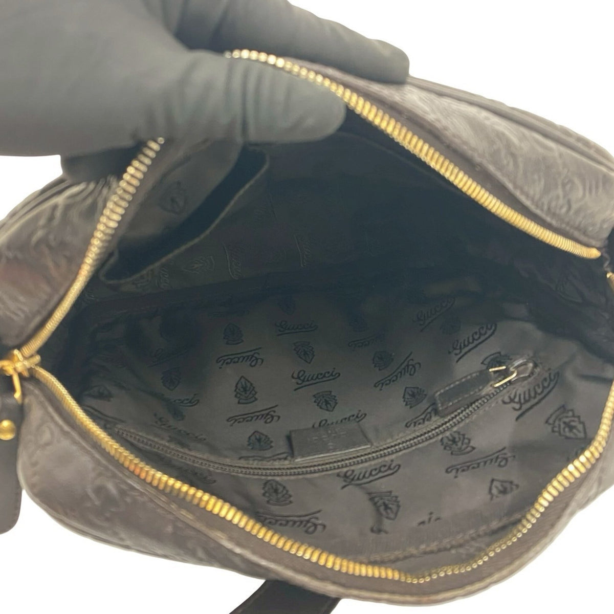 Gucci Brown Leather Pochette Shoulder Bag (Pre-Owned)