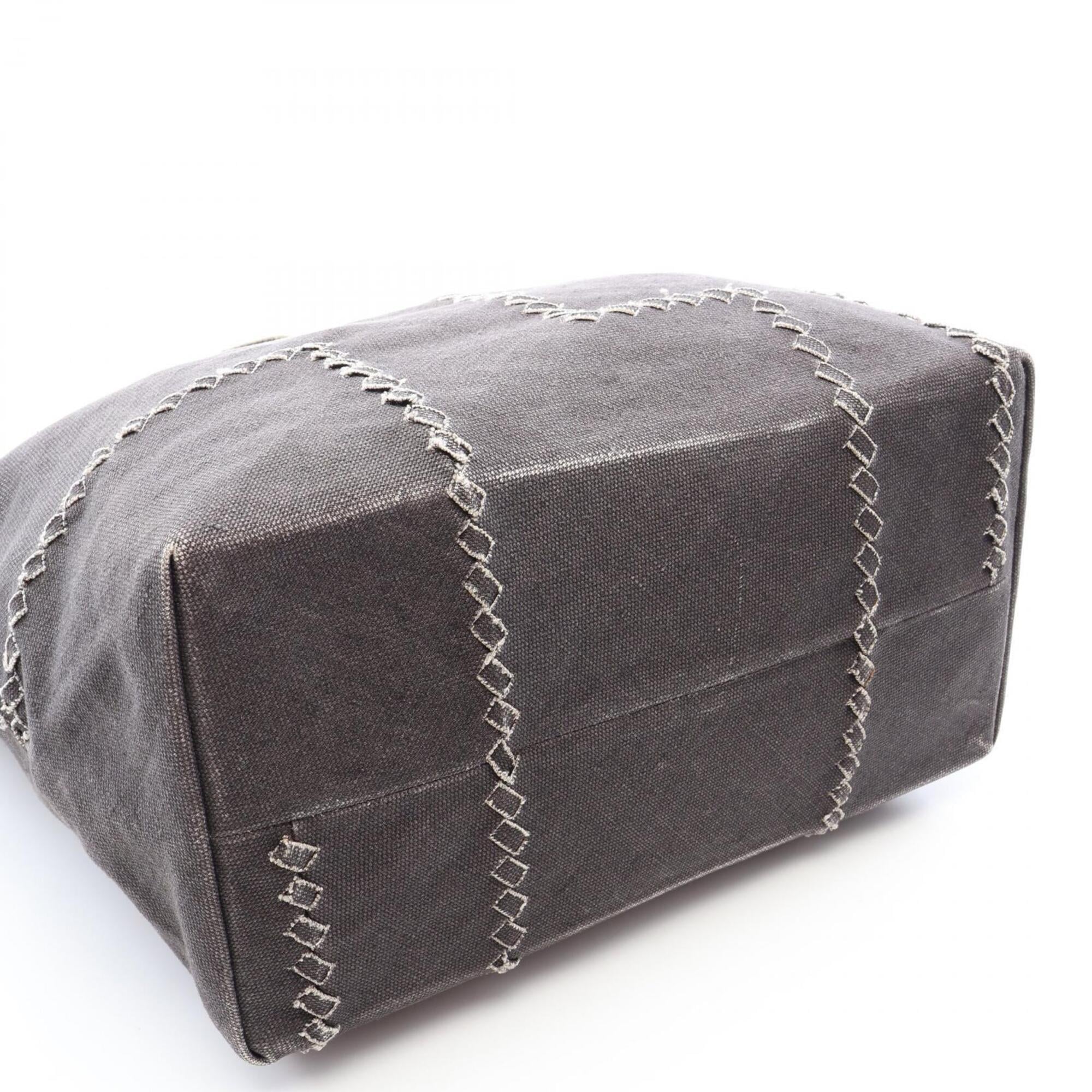 Bottega Veneta Gray Canvas Handbag Tote Bag (Pre-Owned)