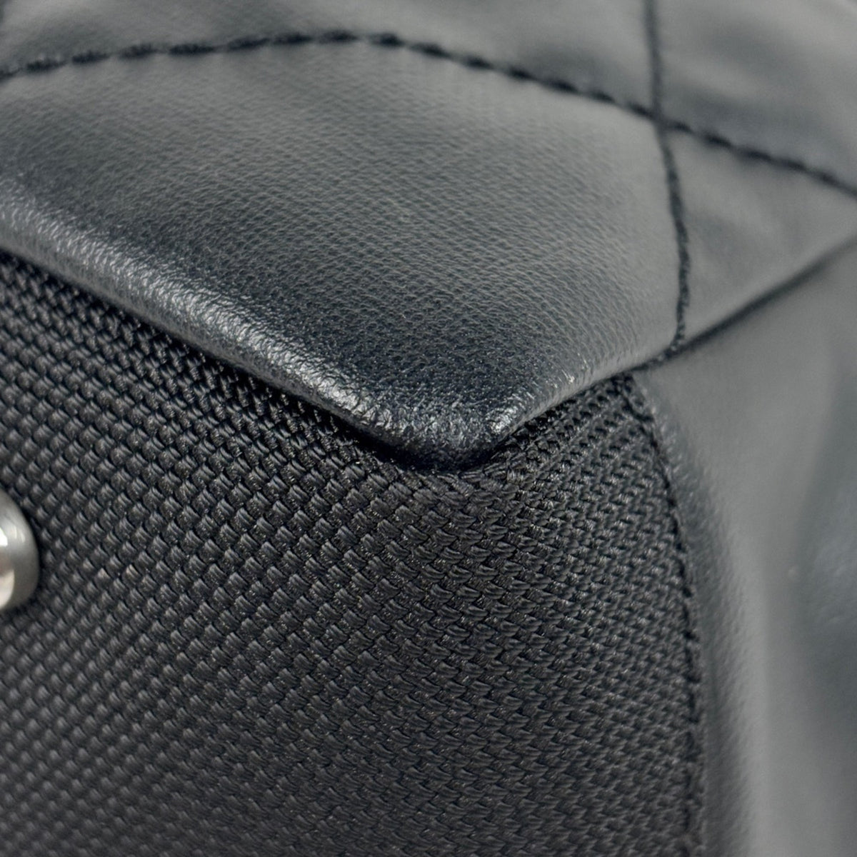Chanel Black Coated Canvas Leather Tote Bag (Pre-Owned)