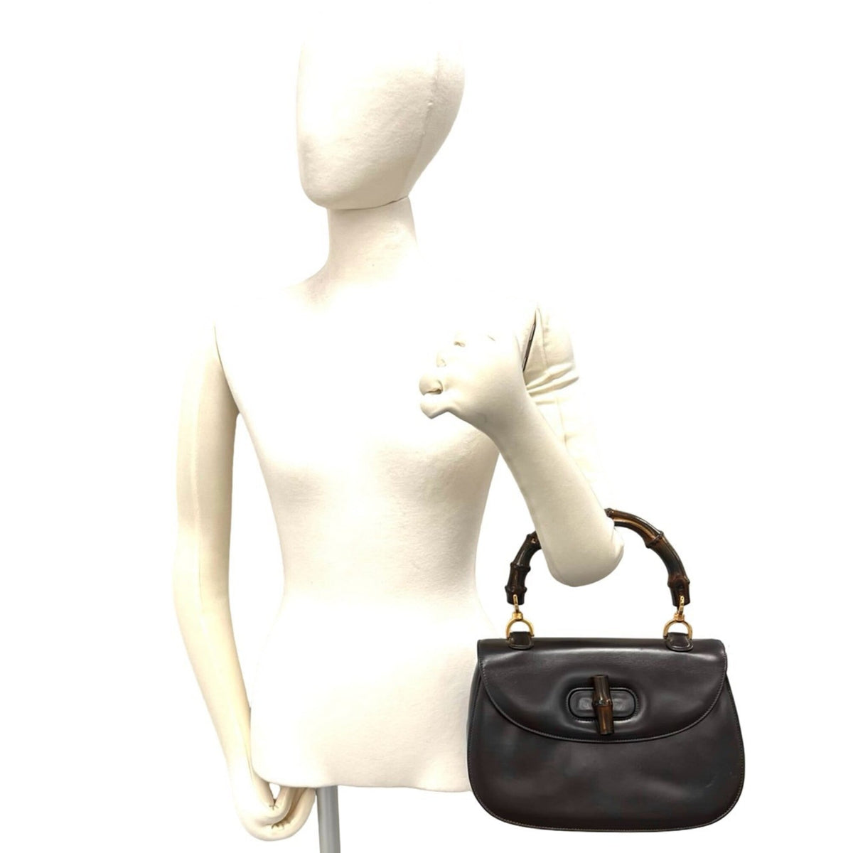 Gucci Brown Leather Handbag Tote Bag (Pre-Owned)