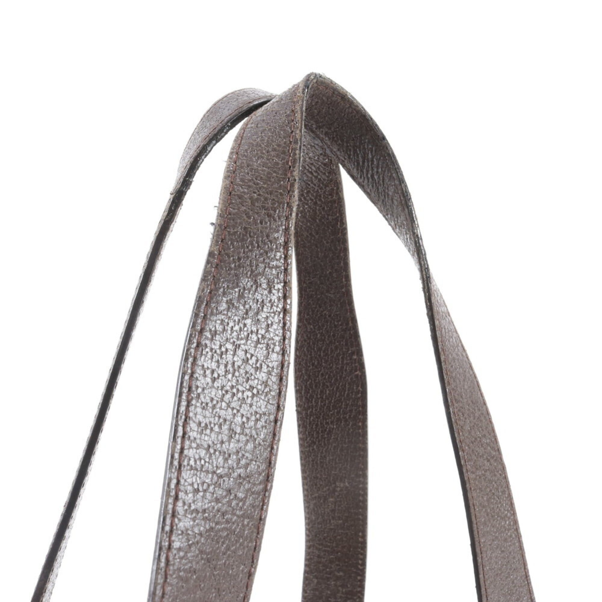 Bvlgari Brown Leather Canvas Shoulder Bag Tote Bag (Pre-Owned)
