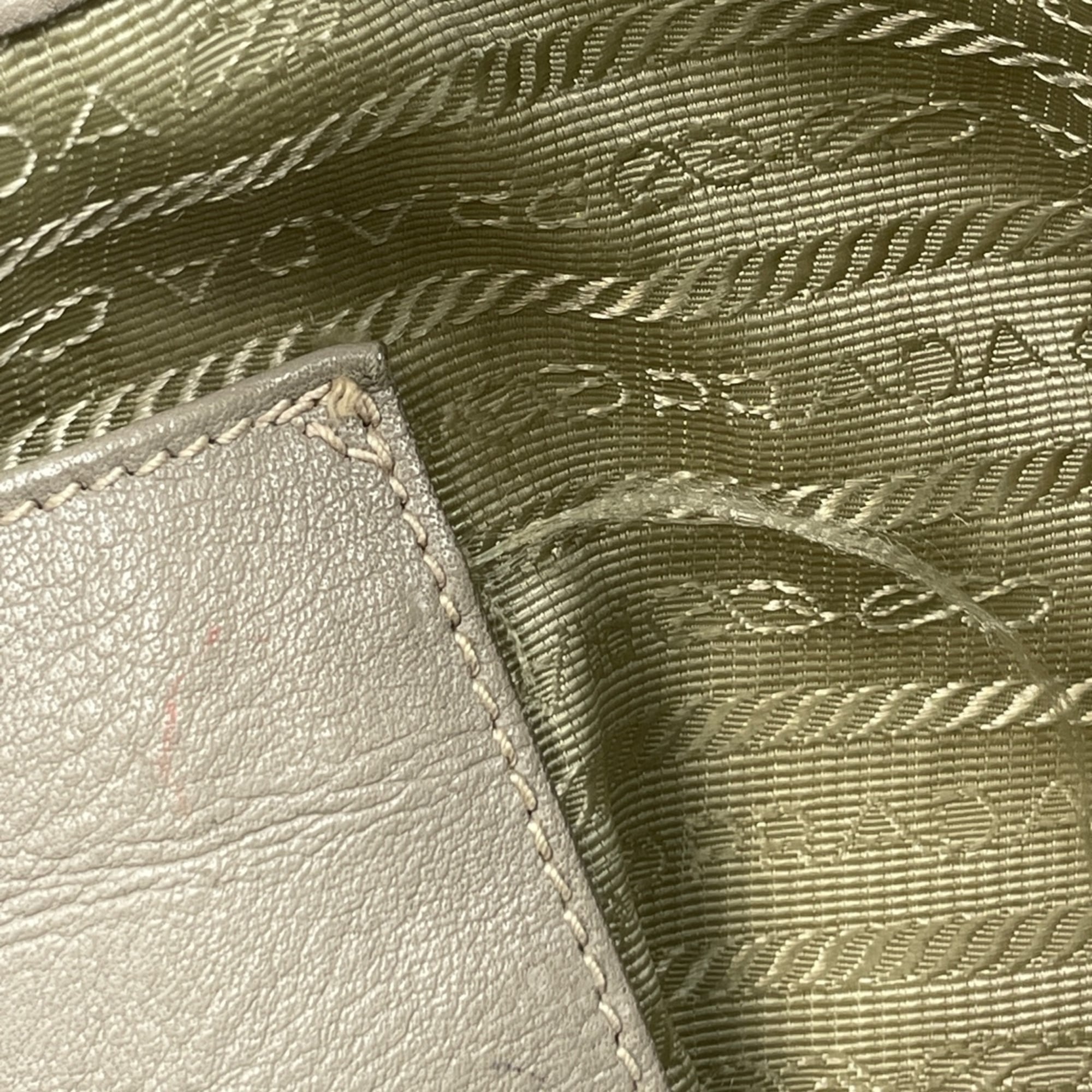 Prada Gray Leather Shoulder Bag (Pre-Owned)