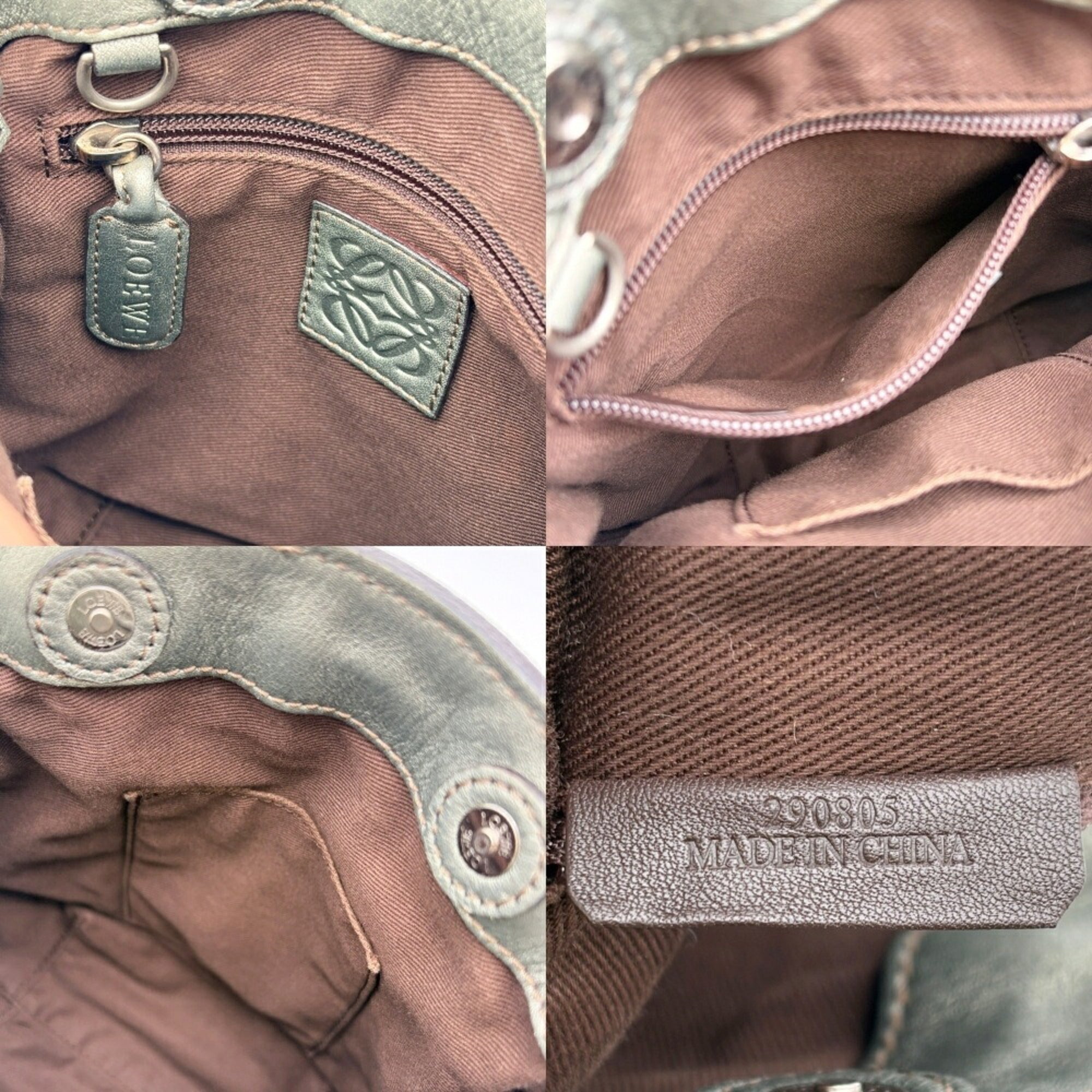 Loewe Moss Green Leather Shoulder Bag (Pre-Owned)