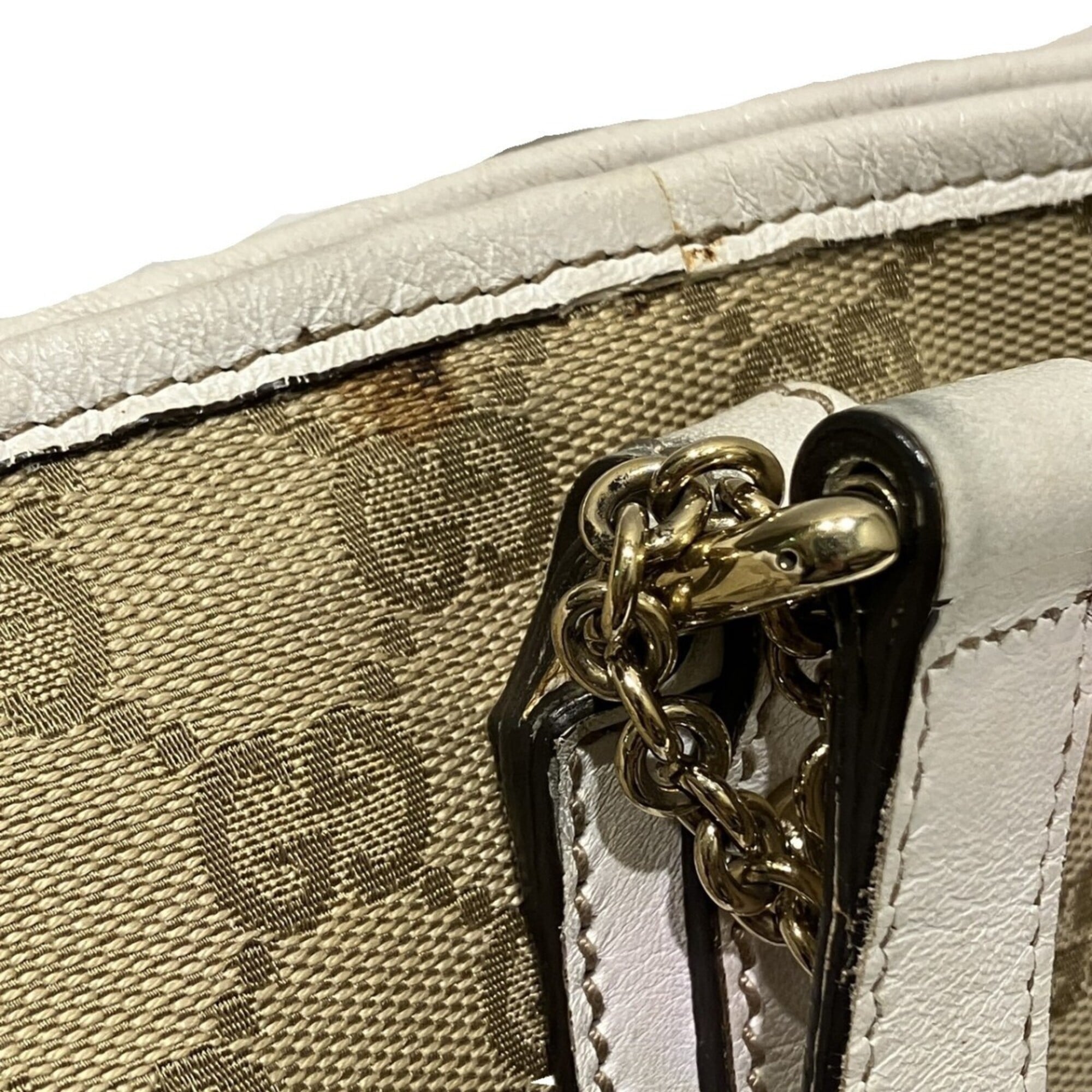 Gucci Sherry Line Beige Gg Canvas Tote Bag (Pre-Owned)
