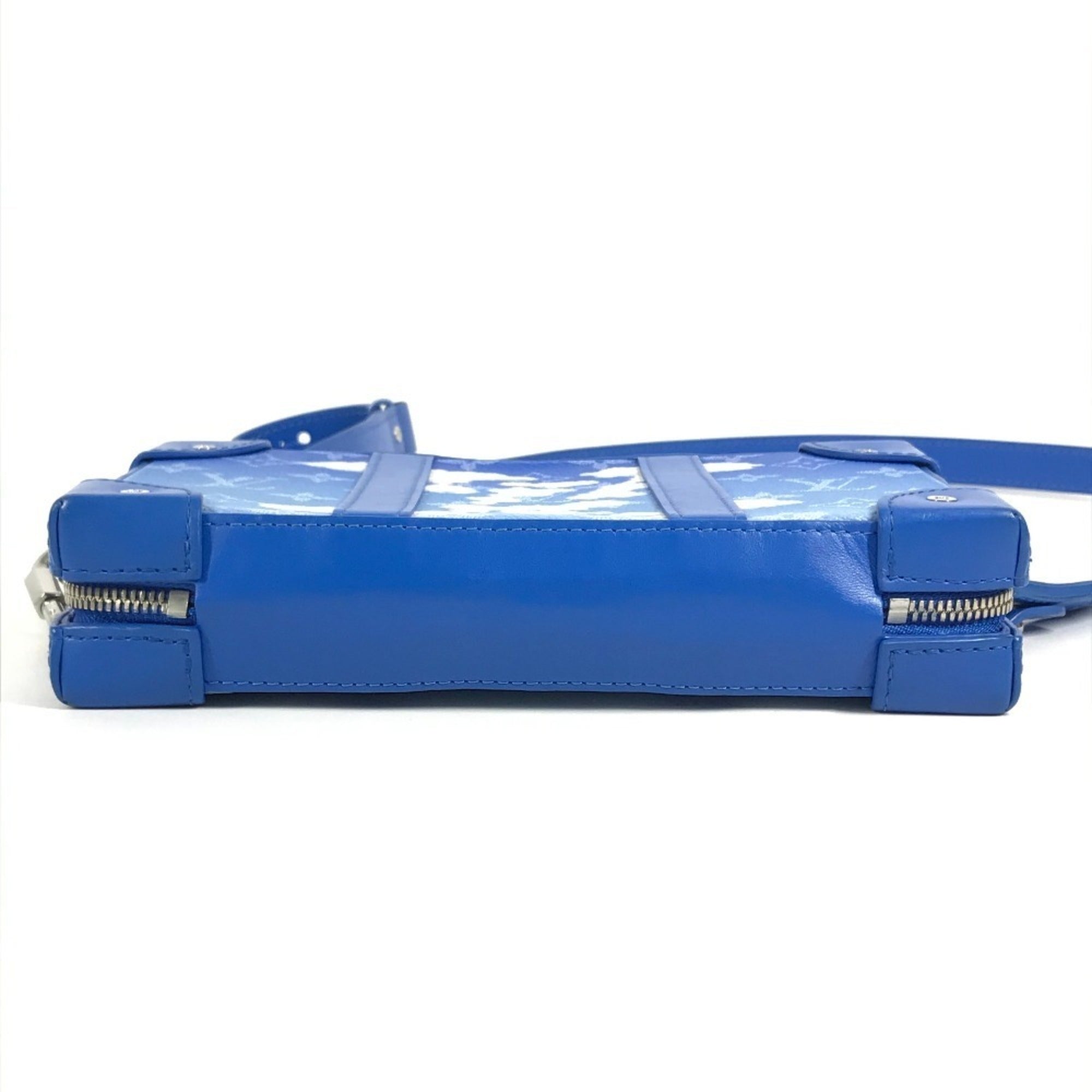 Louis Vuitton Blue White Leather Clutch Bag Pochette Shoulder Bag (Pre-Owned)