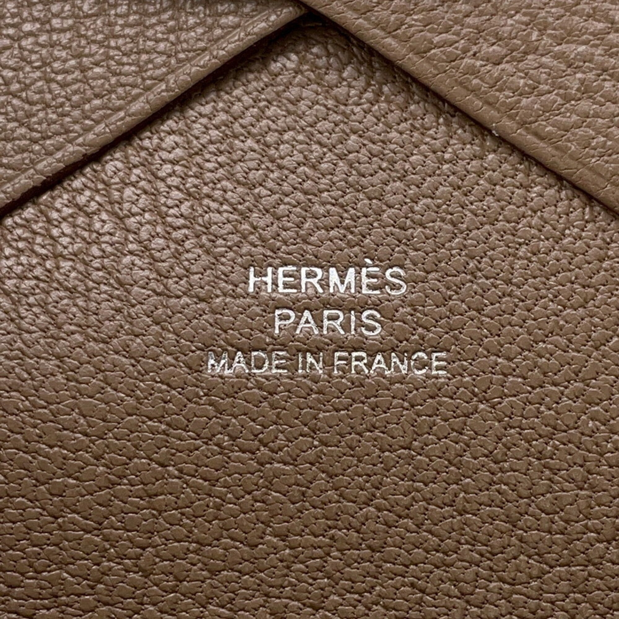Hermes Kara Etoupe Gray Chevre Myzore Leather Coin Purse/Coin Case (Pre-Owned)