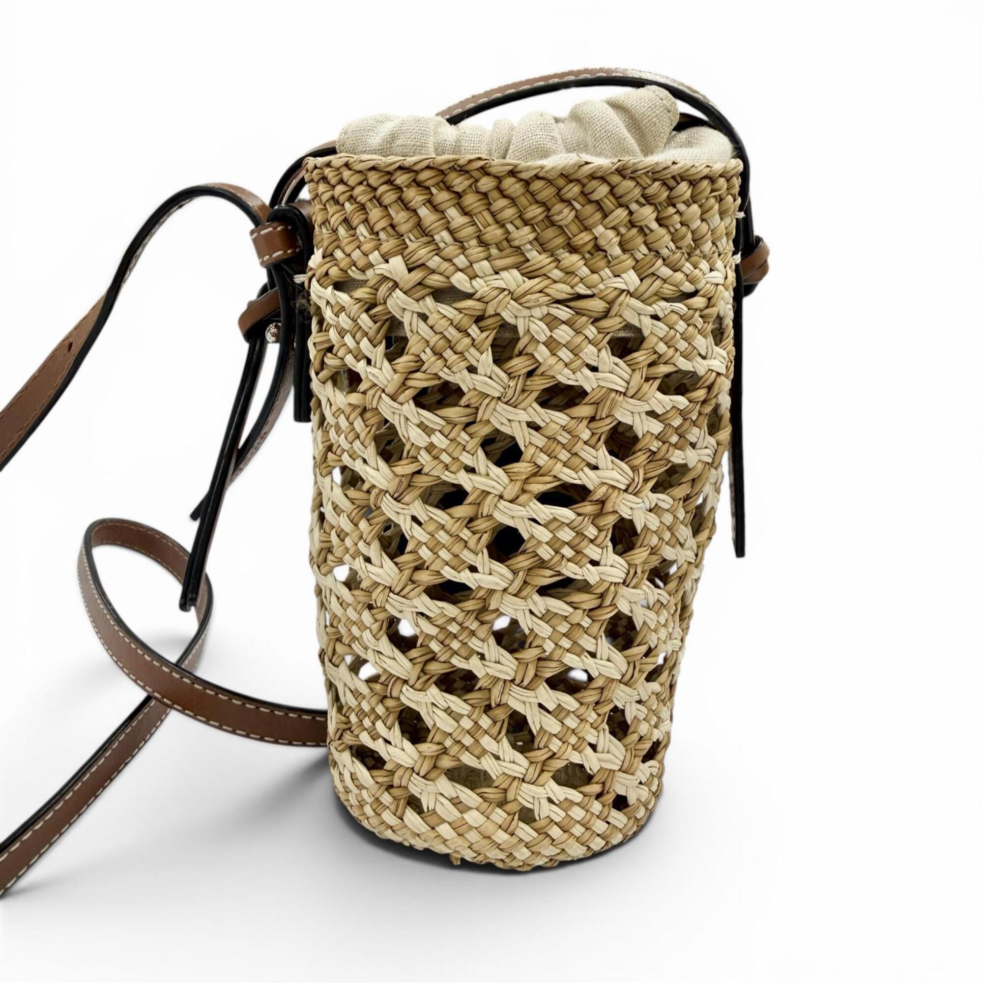 Loewe Beige Brown Raffia Leather Shoulder Bag (Pre-Owned)