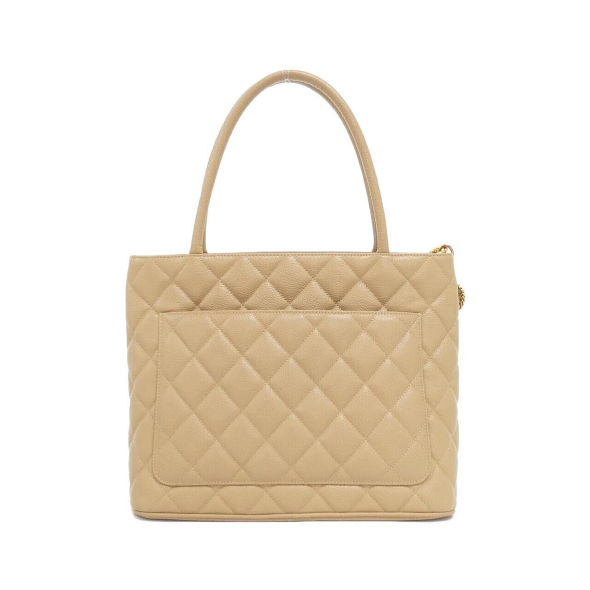 Chanel Beige Grained Calfskin Handbag (Pre-Owned)