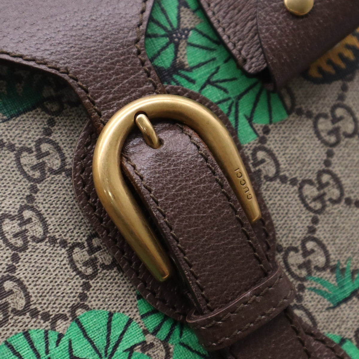 Gucci Sherry Line Beige Multi-Color Coated Canvas Leather Boston Bag (Pre-Owned)