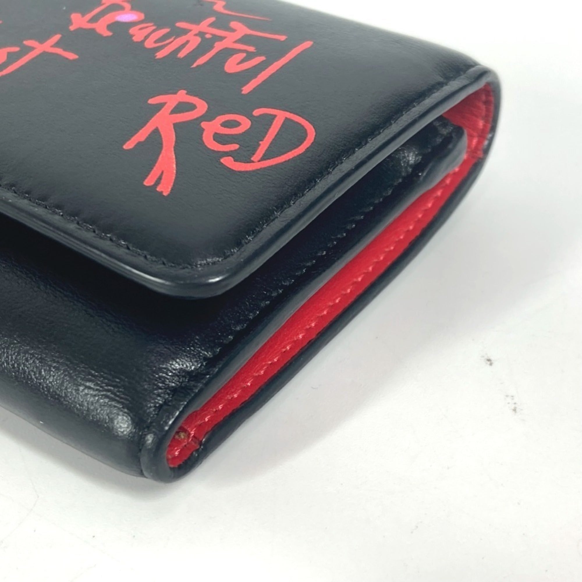 Christian Louboutin Black Multi-Color Leather Wallet (Tri-Fold) (Pre-Owned)