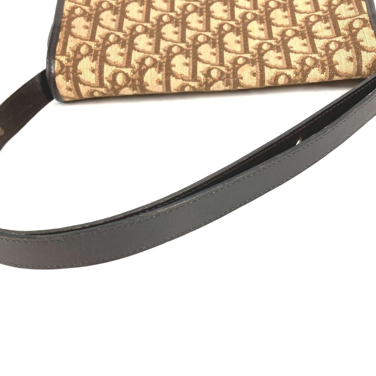 Christian Dior Trotter Beige Leather Canvas Handbag Shoulder Bag (Pre-Owned)