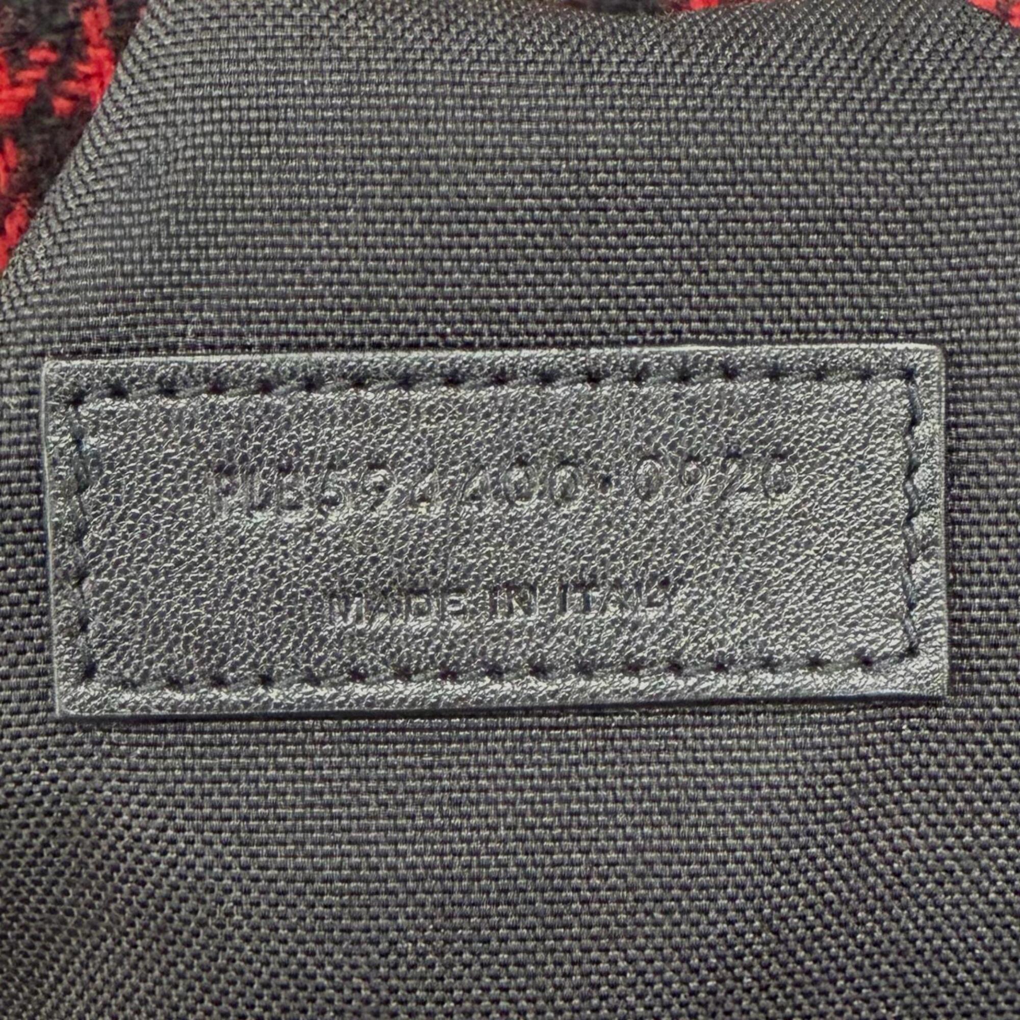 Yves Saint Laurent Black Red Color Wool Leather Boston Bag (Pre-Owned)