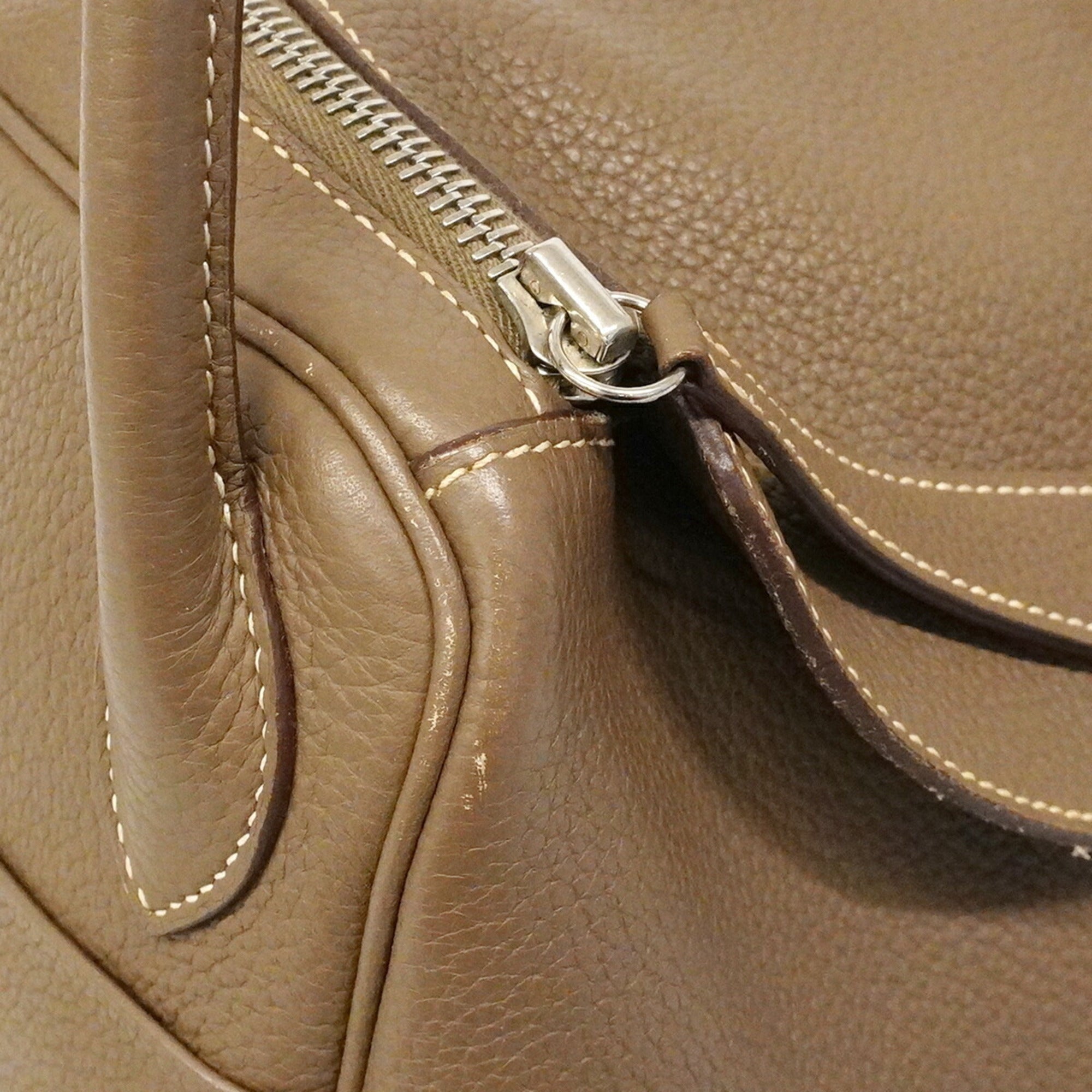 Hermes Gray Taurillon Clemence Leather Handbag (Pre-Owned)