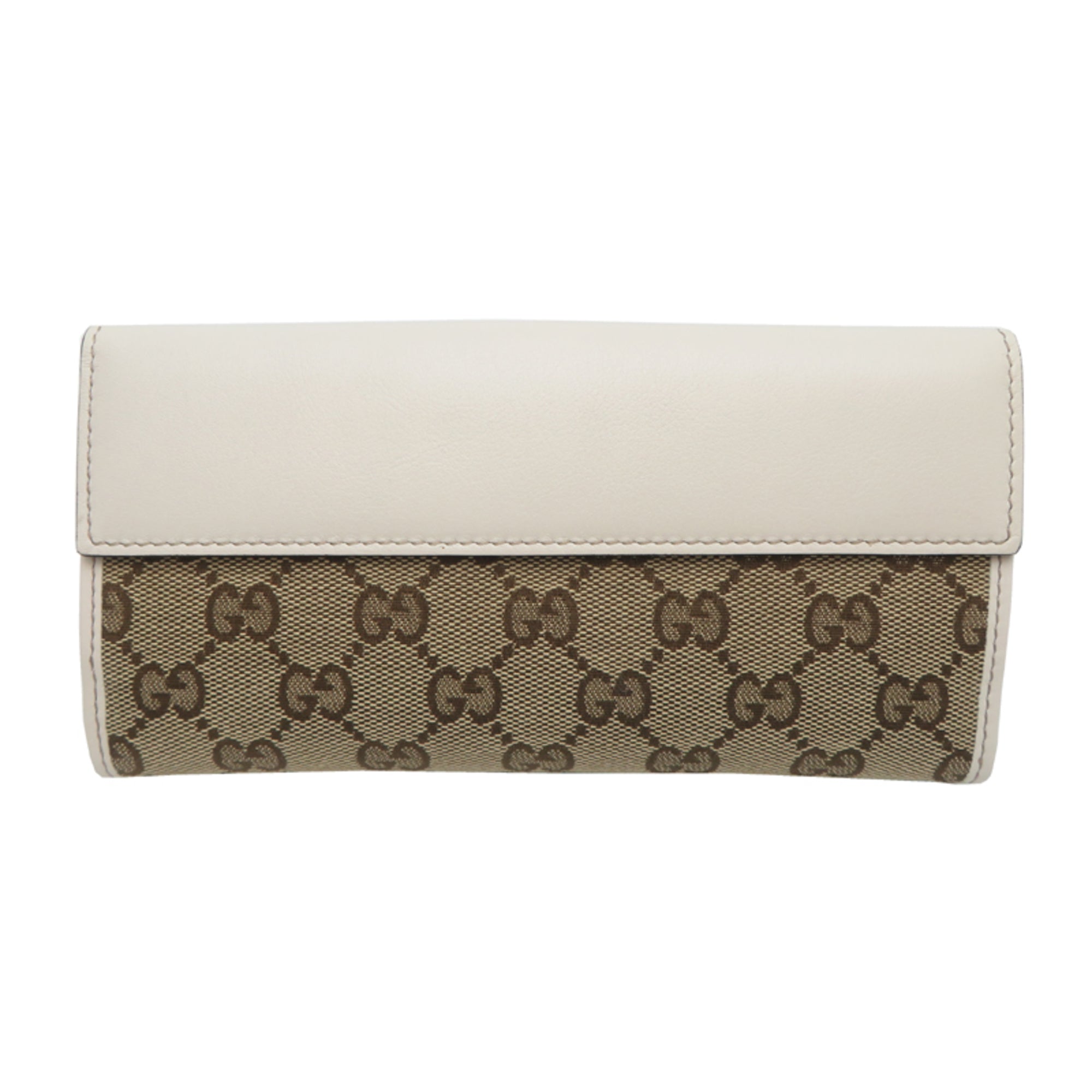 Gucci Brown Canvas Leather Long Wallet (Bi-Fold) (Pre-Owned)