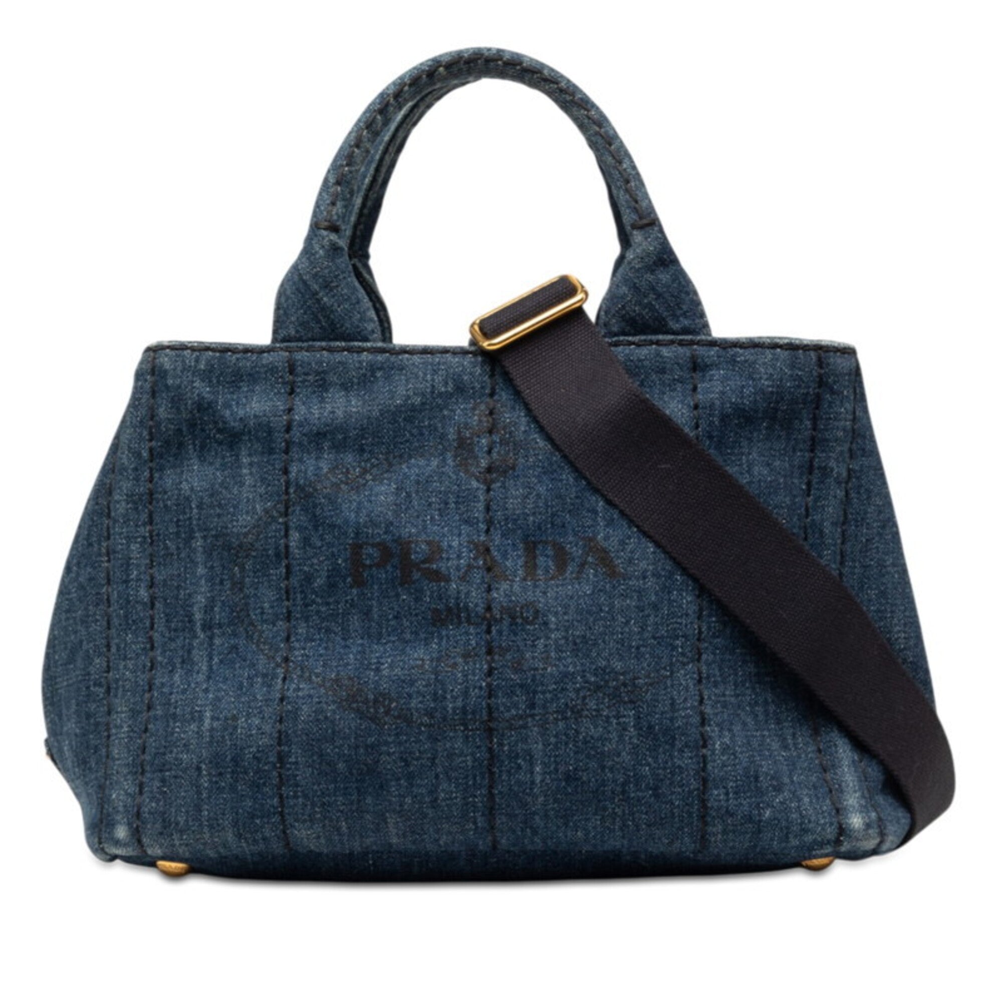 Prada Blue Denim Handbag Shoulder Bag (Pre-Owned)