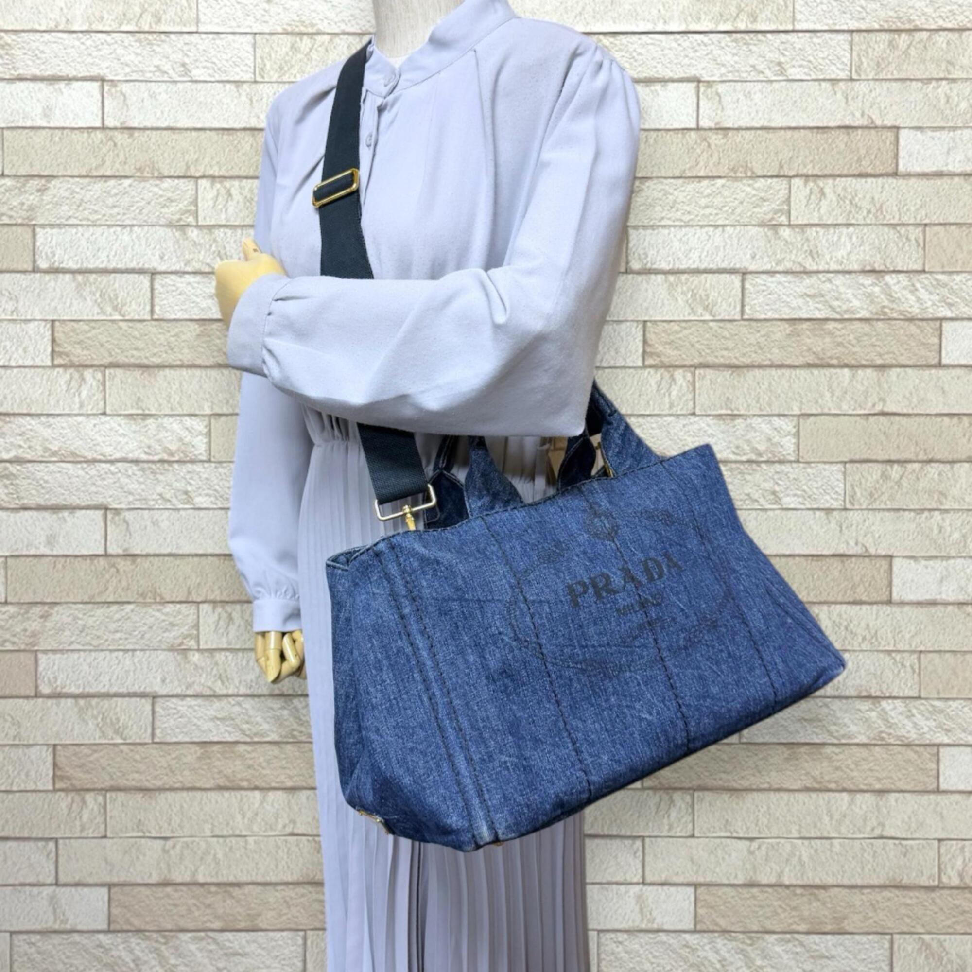 Prada Blue Denim Shoulder Bag (Pre-Owned)