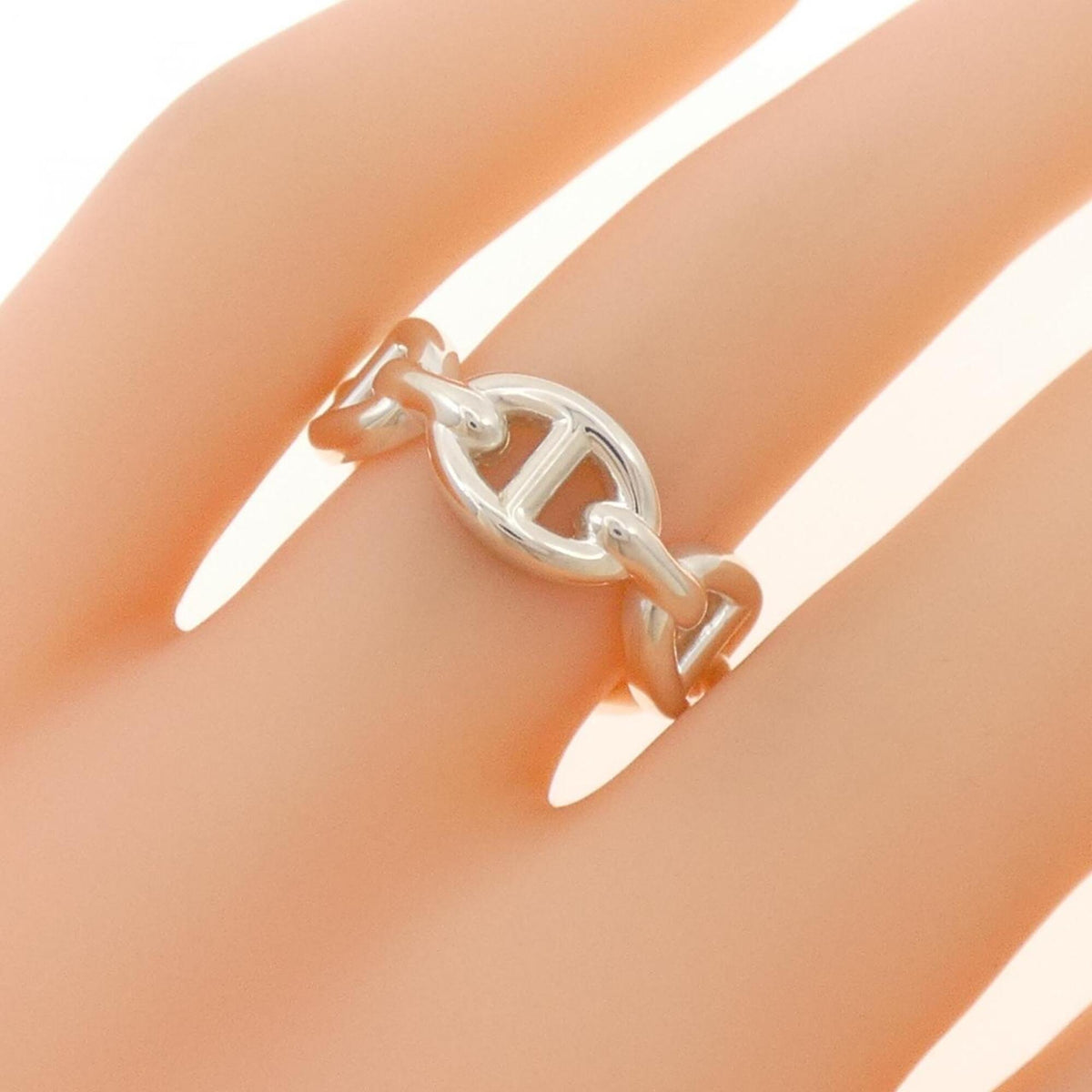 Hermes Silver Silver 925 Band Ring (Pre-Owned)