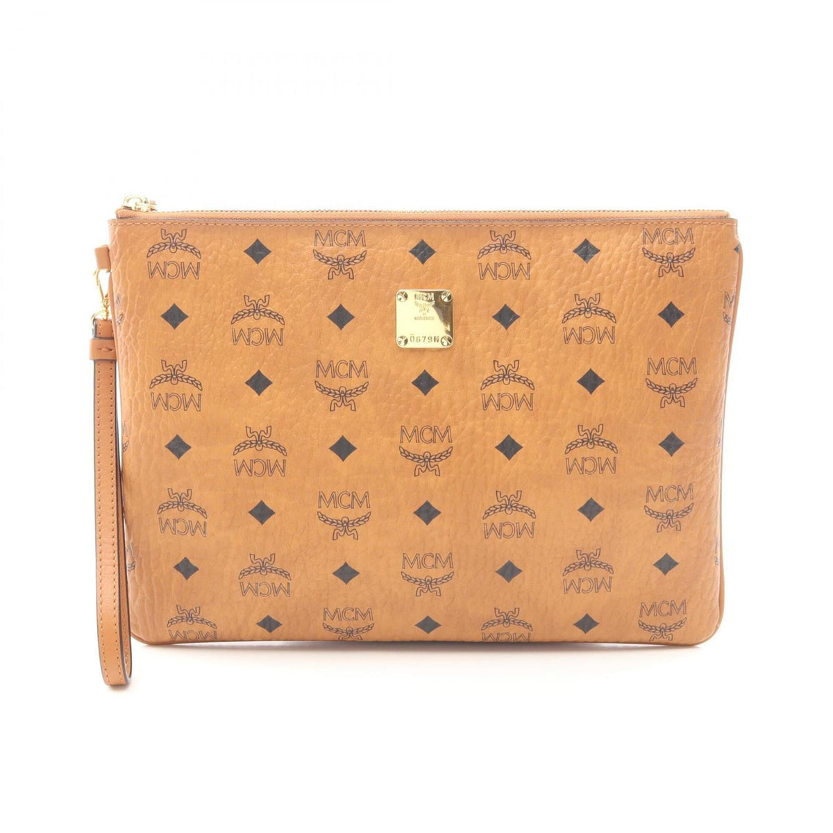Mcm Brown Coated Canvas Leather Clutch Bag Handbag (Pre-Owned)