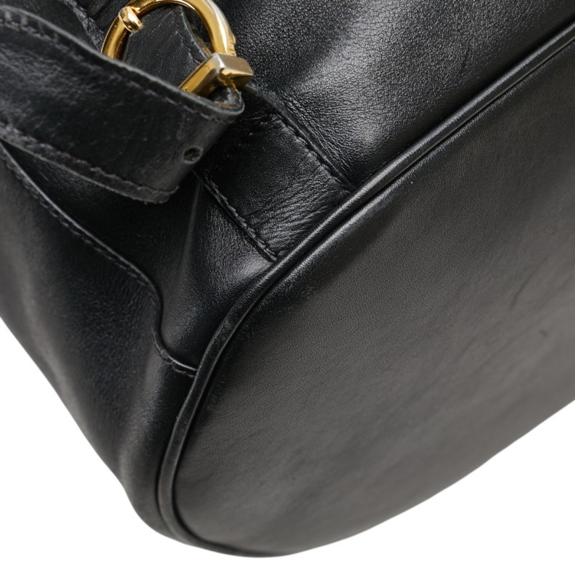 Salvatore Ferragamo Gancini Black Leather Backpack (Pre-Owned)