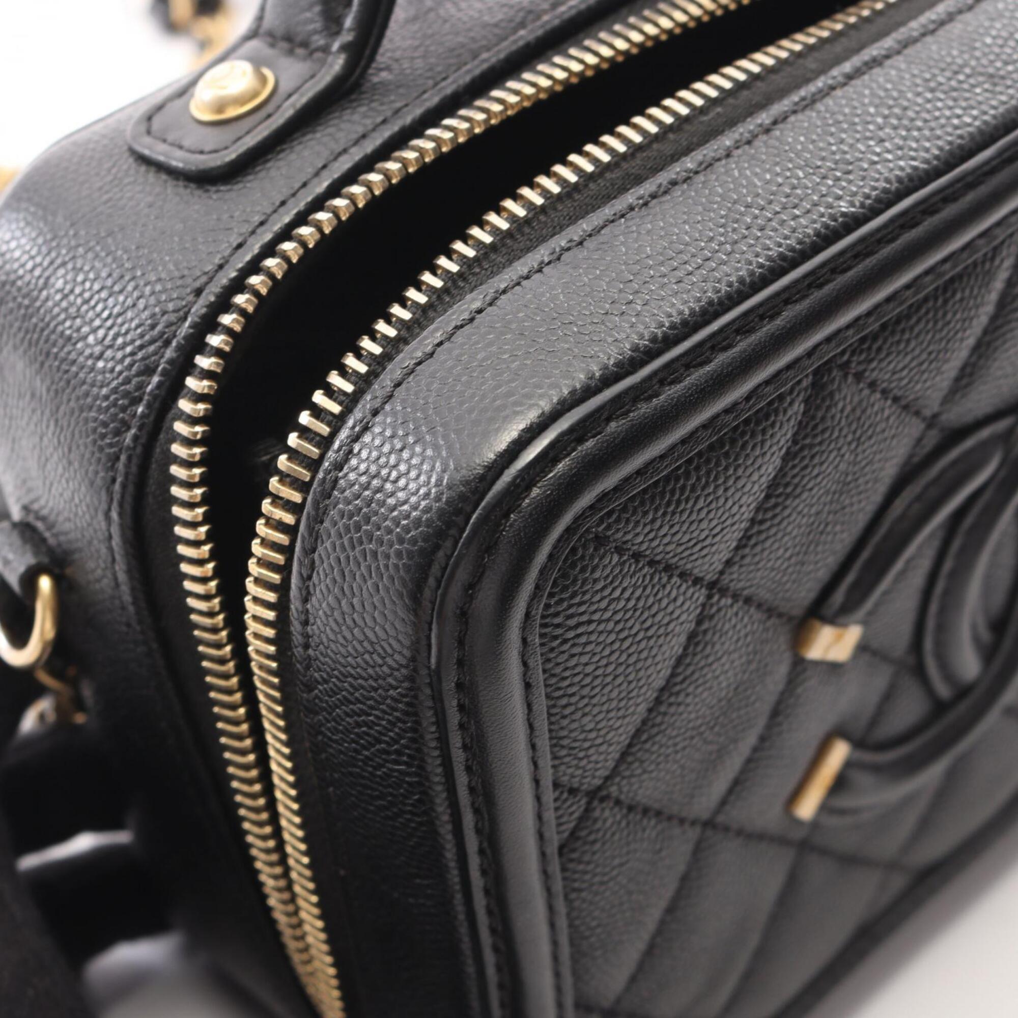 Chanel Black Grained Calfskin Leather Handbag Shoulder Bag Vanity Bag (Pre-Owned)