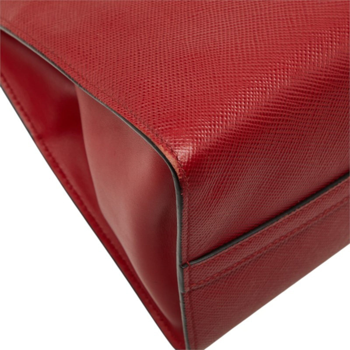 Prada Red Color Leather Handbag Shoulder Bag (Pre-Owned)