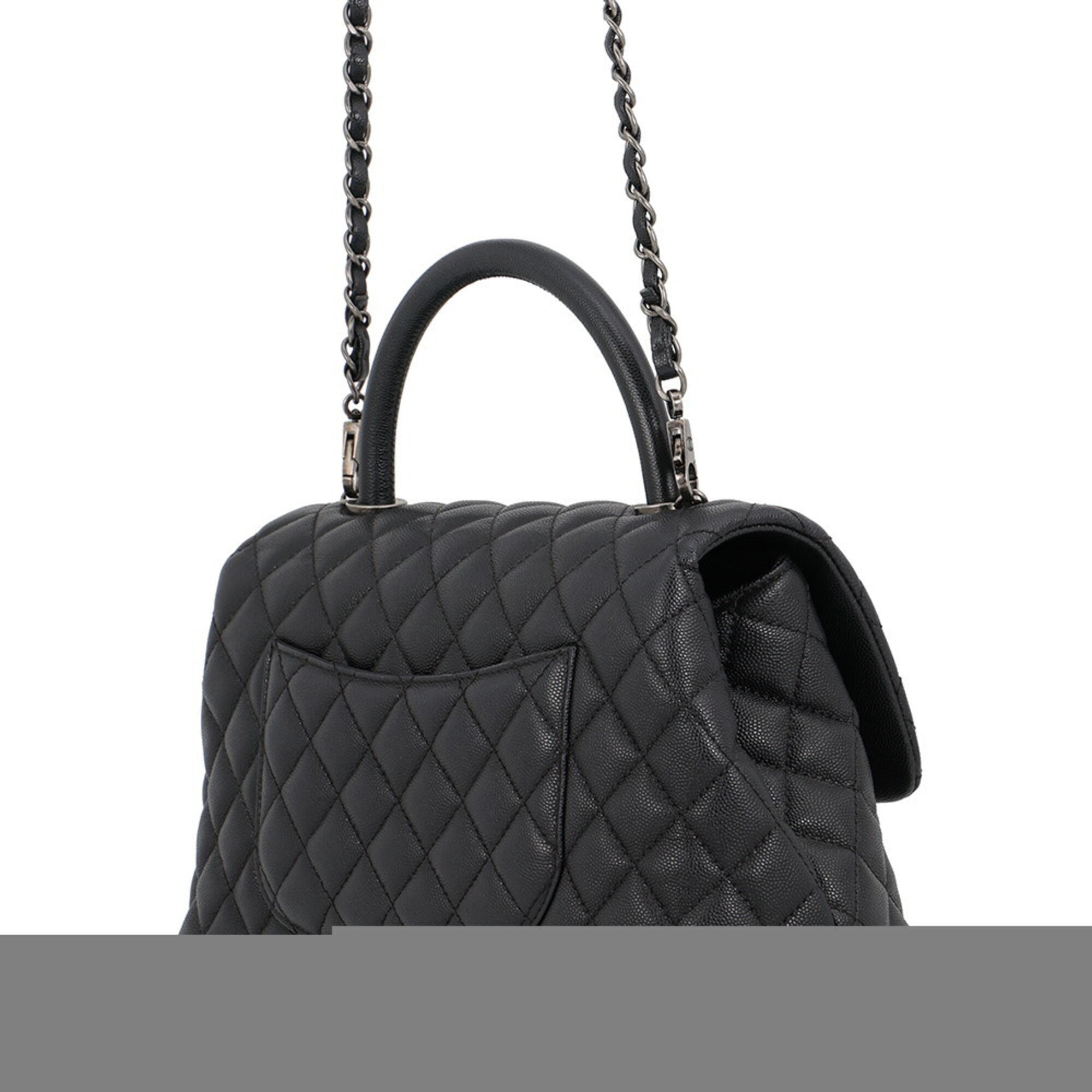 Chanel Black Grained Calfskin Handbag (Pre-Owned)