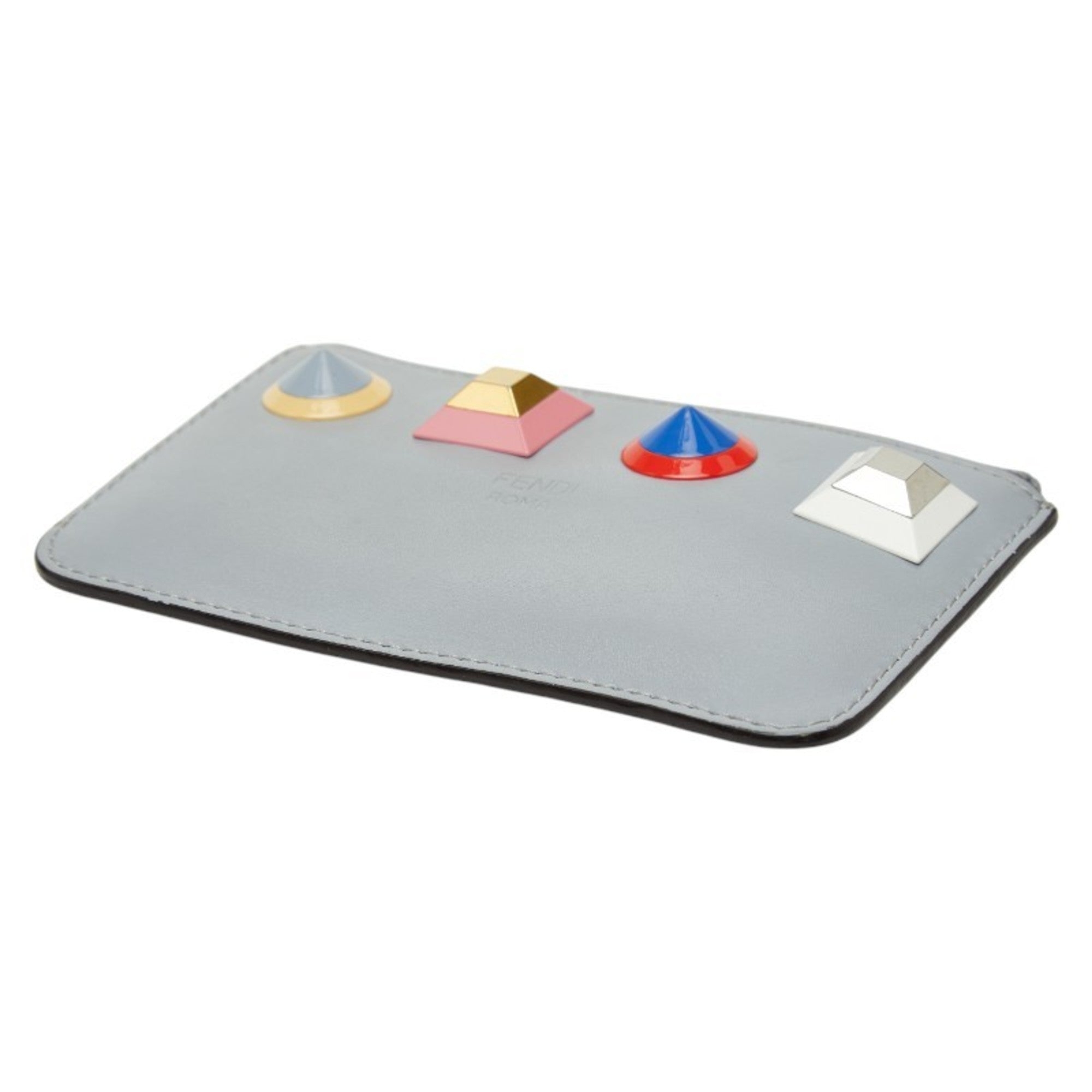 Fendi Gray Multi-Color Leather Coin Purse/Coin Case (Pre-Owned)